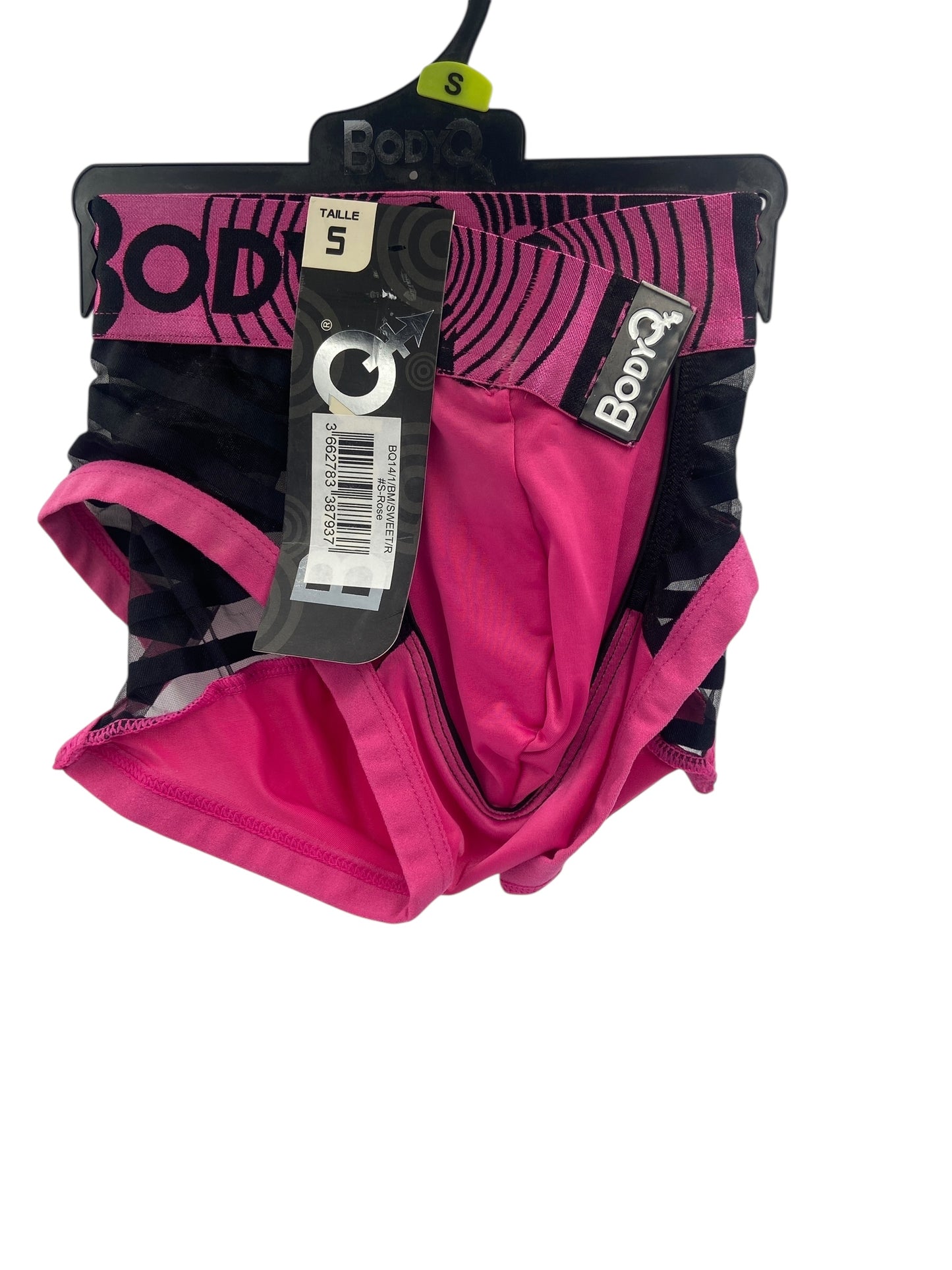 BodyQ Male Lingerie - Sexy Men’s Underwear Boxer – Pink with Net Black - S/M/L/XL