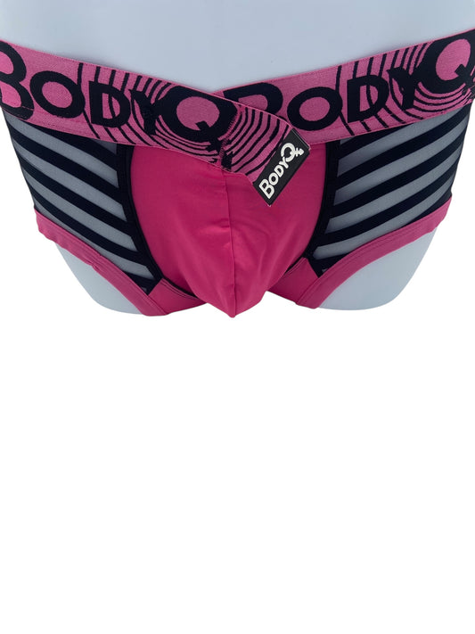BodyQ Male Lingerie - Sexy Men’s Underwear Boxer – Pink with Net Black - S/M/L/XL