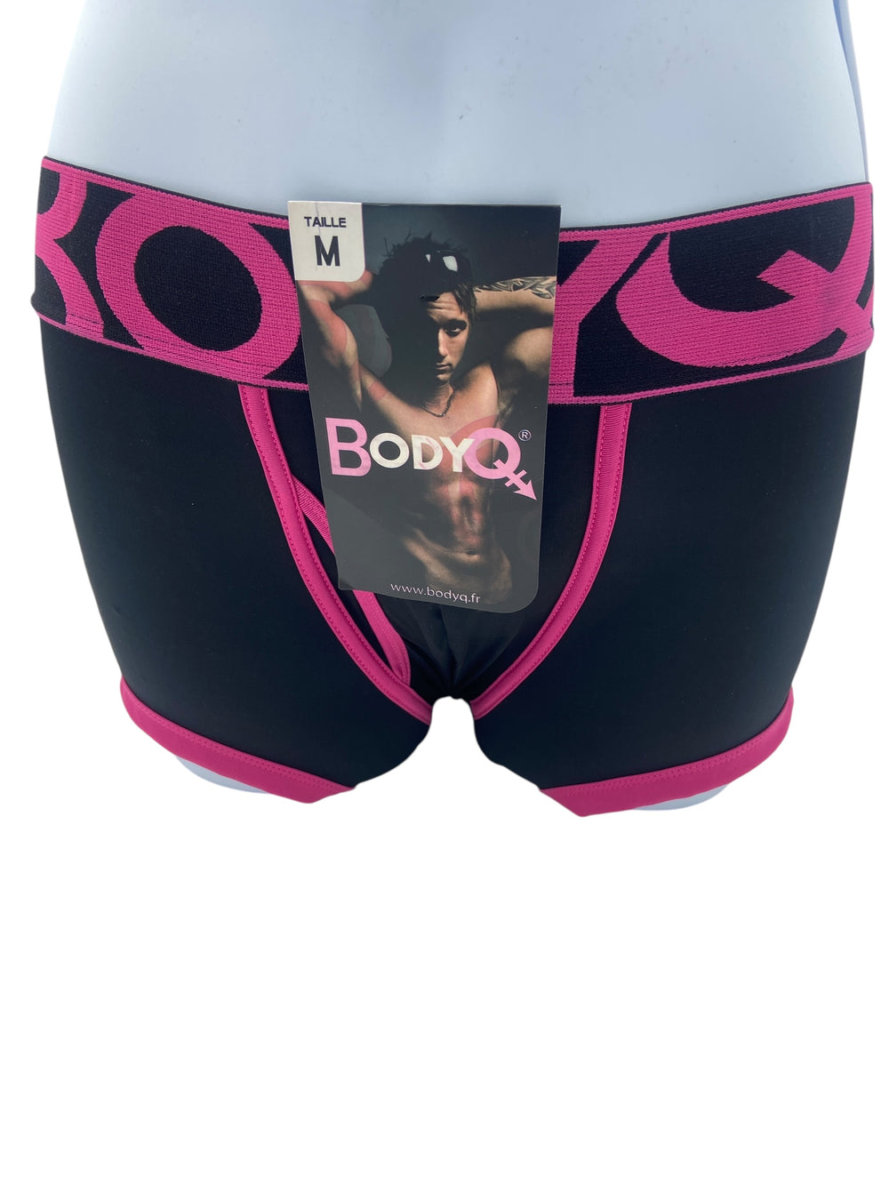 BodyQ Male Lingerie - Sexy Men’s Underwear Boxer – Black Pink- XS/ S/ M