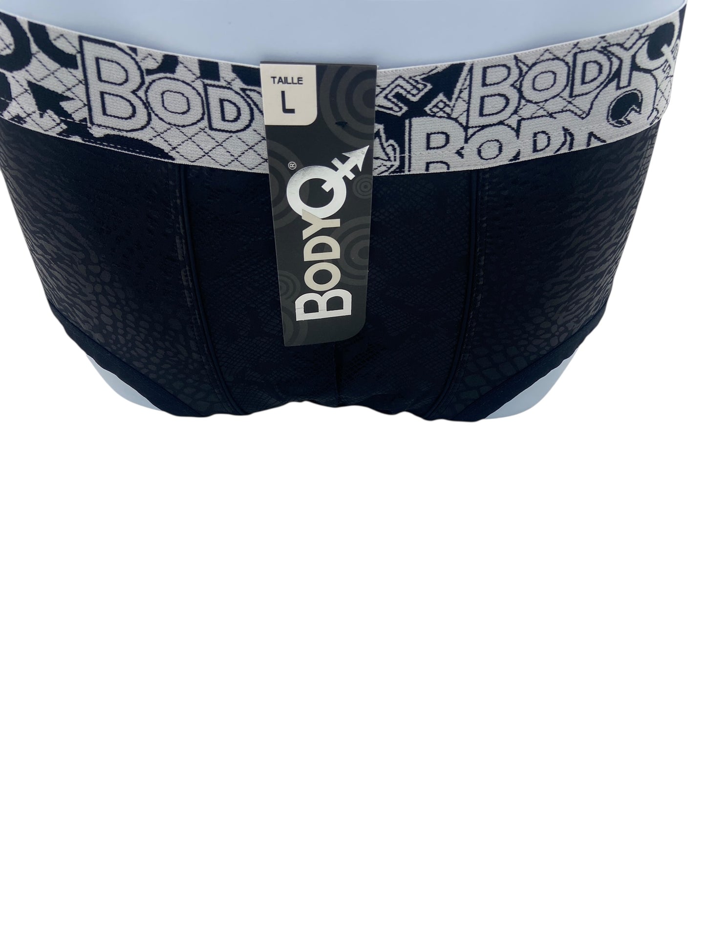 BodyQ Male Lingerie - Sexy Men’s Underwear Boxer – Black White Band- S/M/L/XL