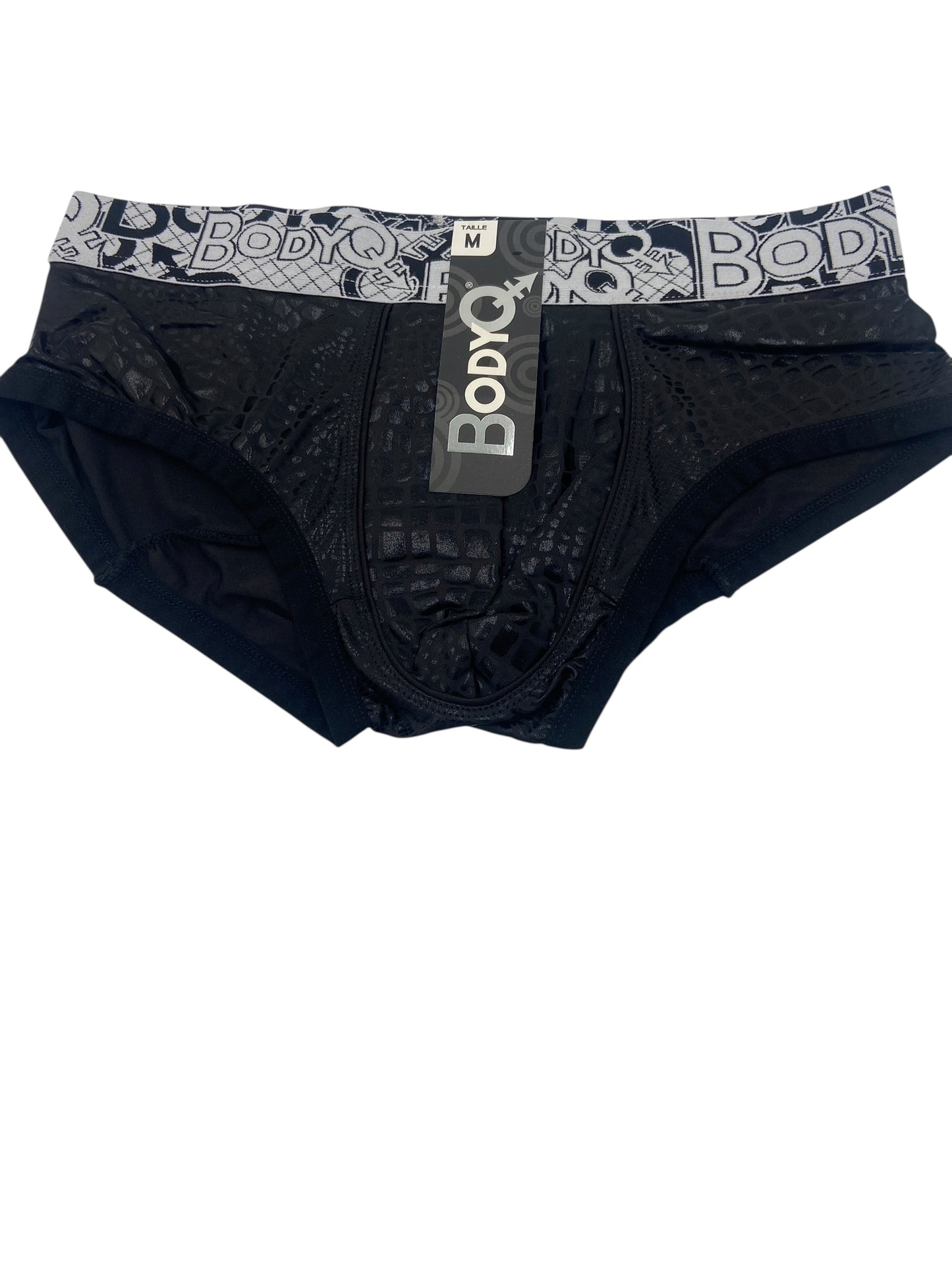 BodyQ Male Lingerie - Sexy Men’s Underwear Boxer – Black White Band- S/M/L/XL