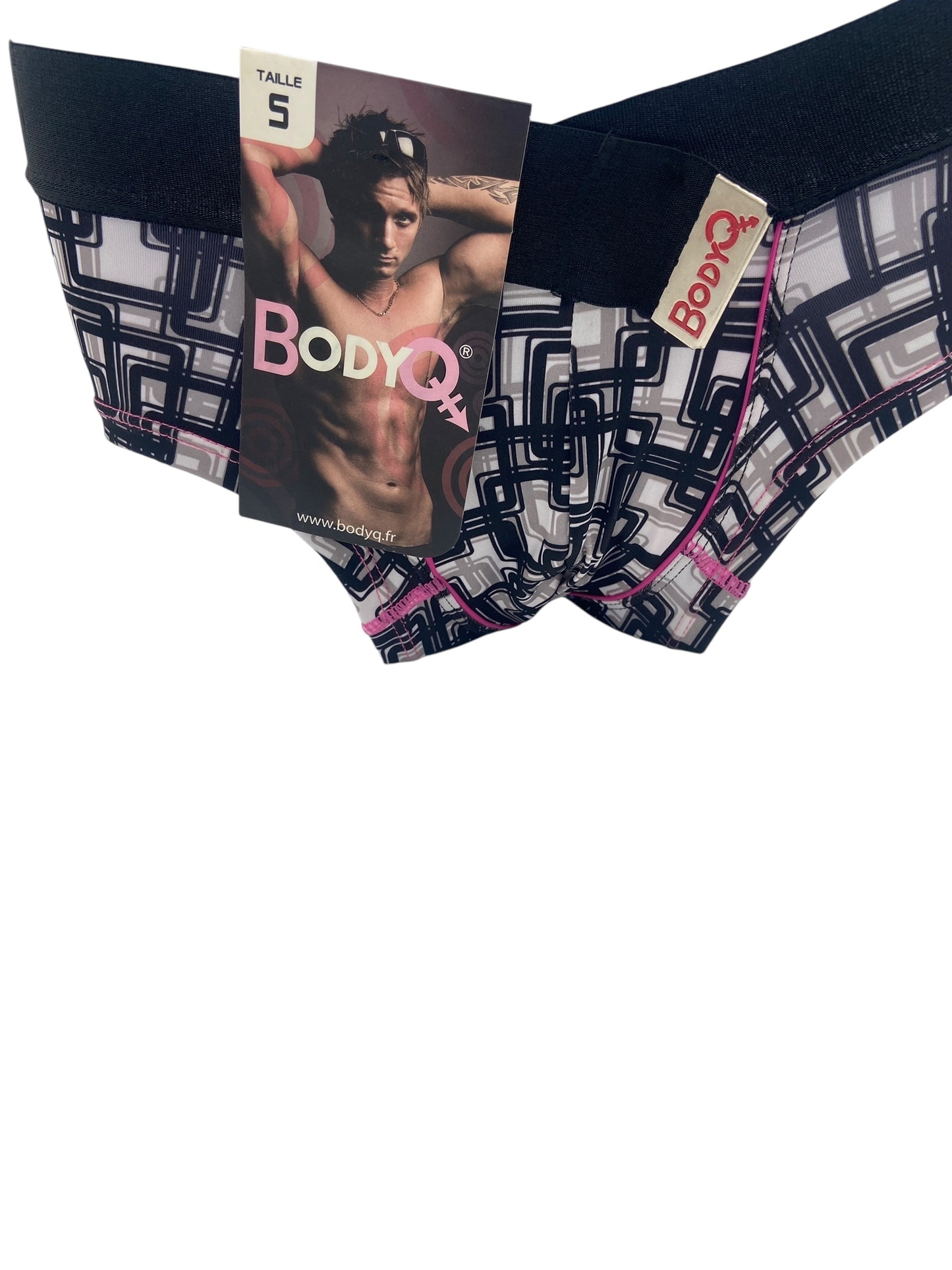 BodyQ Male Lingerie - Sexy Men’s Underwear Boxer – Black White Pink - XS/S