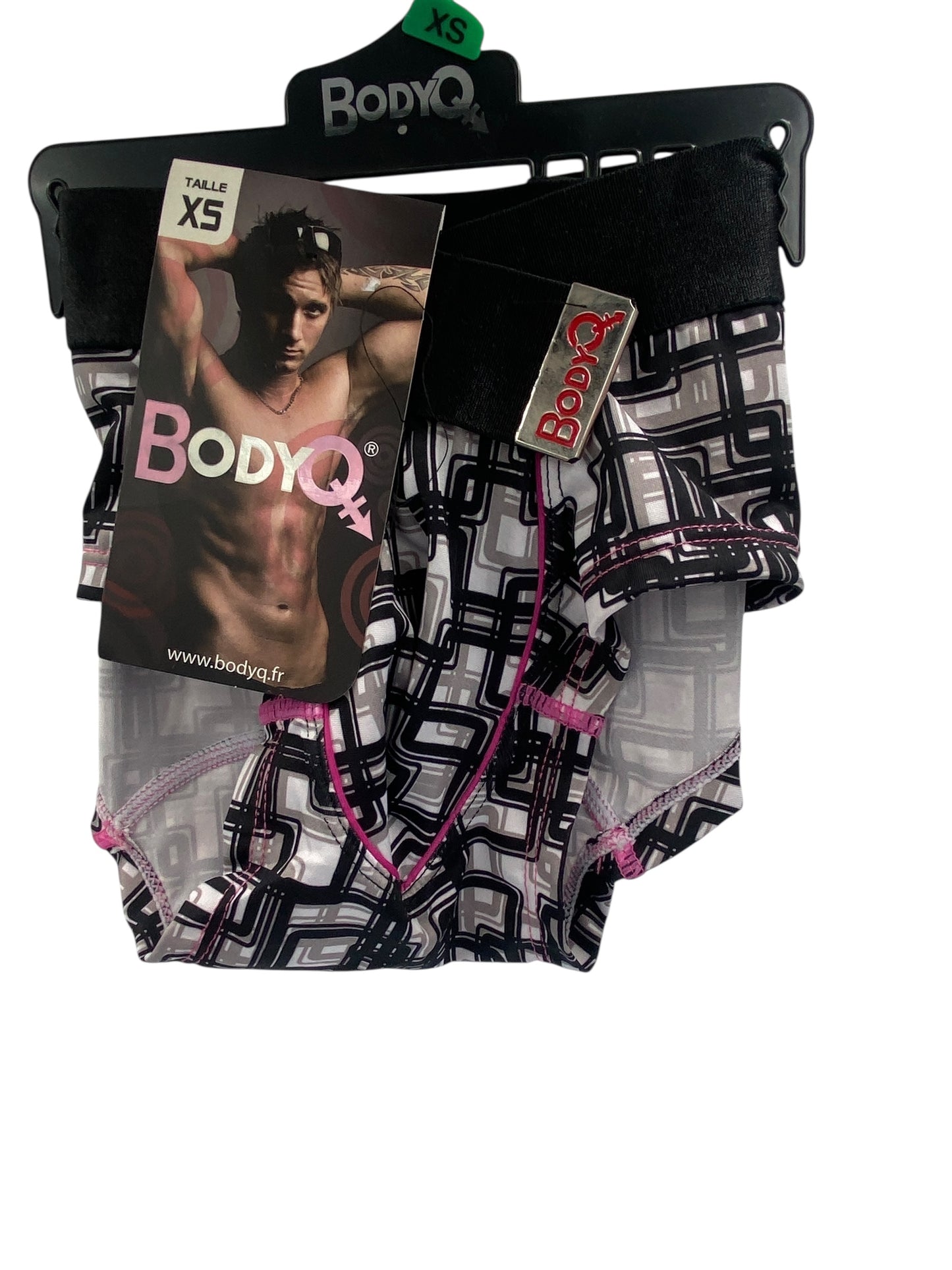 BodyQ Male Lingerie - Sexy Men’s Underwear Boxer – Black White Pink - XS/S