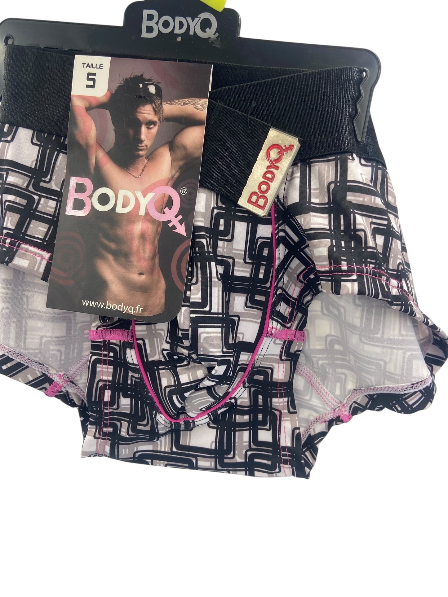 BodyQ Male Lingerie - Sexy Men’s Underwear Boxer – Black White Pink - XS/S