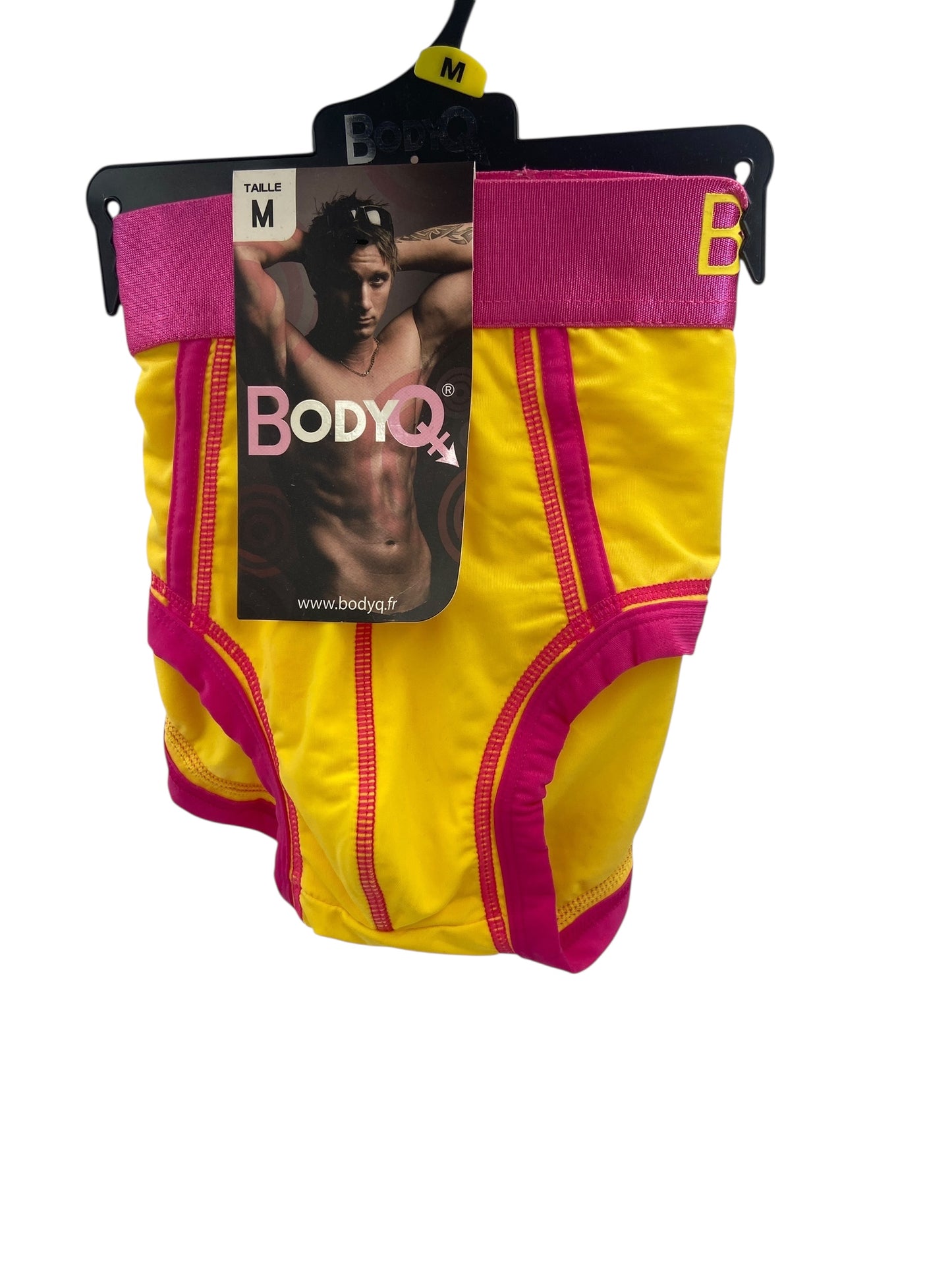 BodyQ Male Lingerie - Sexy Men’s Underwear Boxer –Yellow Pink - XS/ S