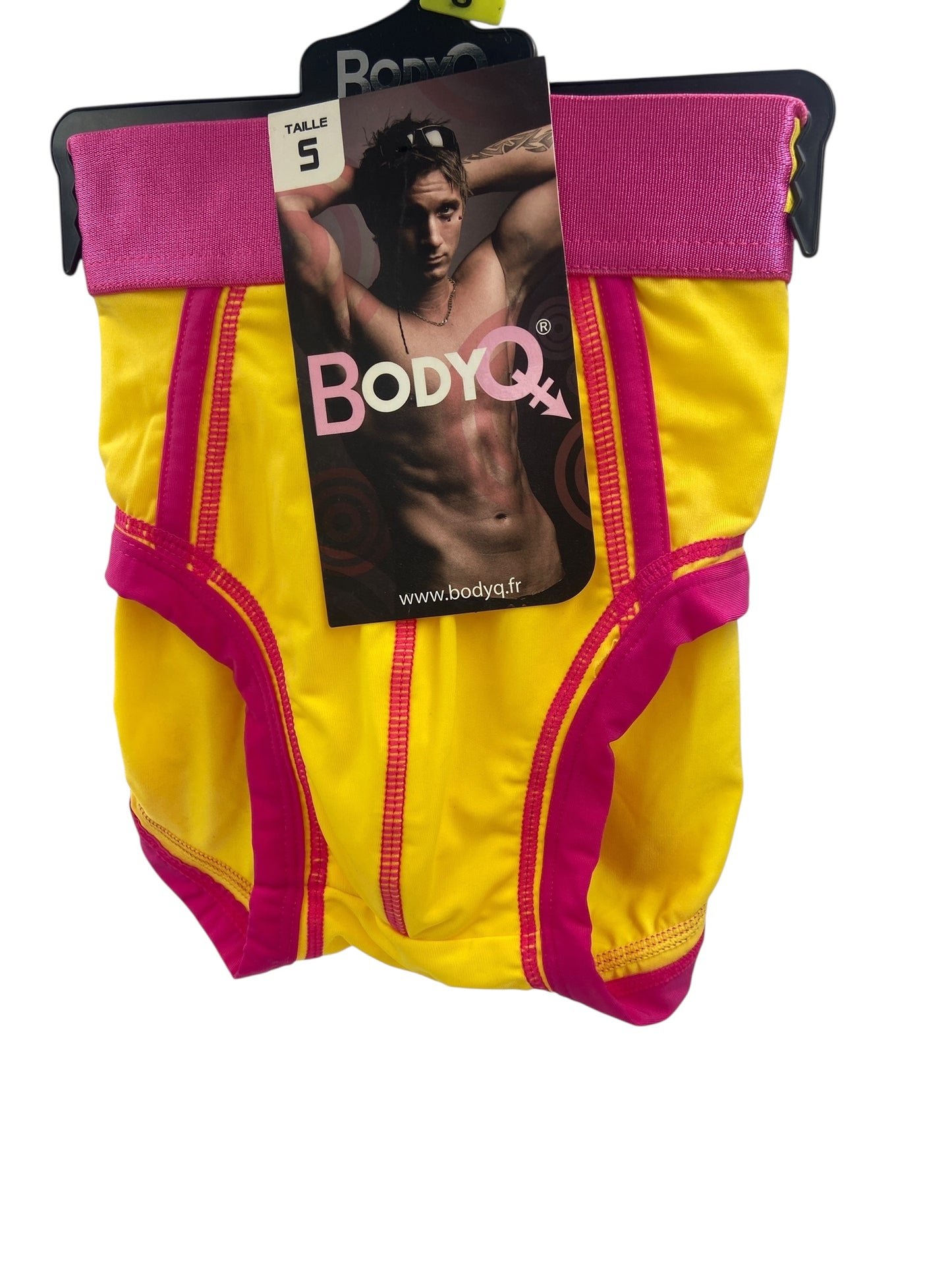 BodyQ Male Lingerie - Sexy Men’s Underwear Boxer –Yellow Pink - XS/ S