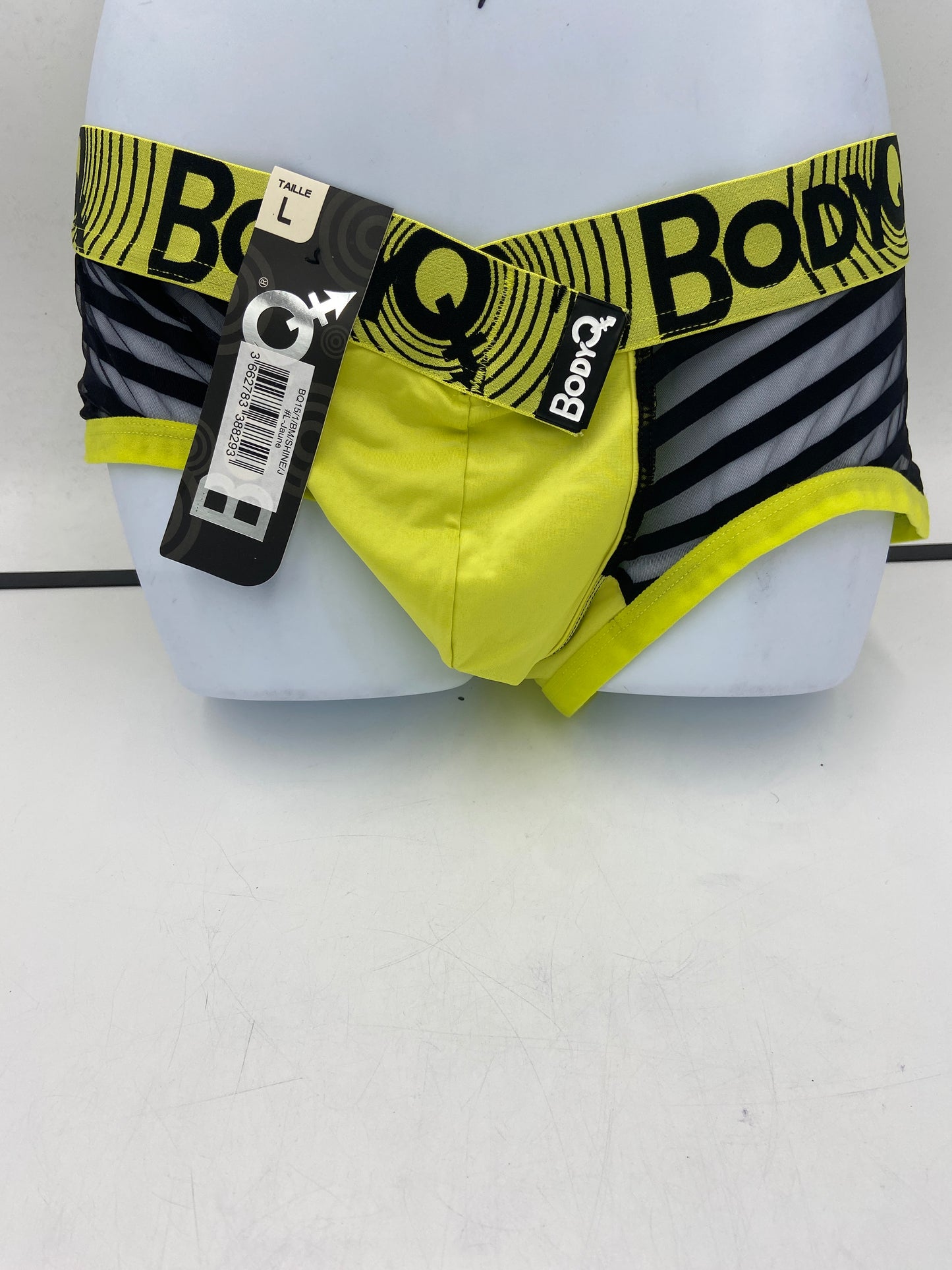 BodyQ Male Lingerie - Sexy Men’s Underwear Boxer – Yellow with Net Black - S/M/L/XL
