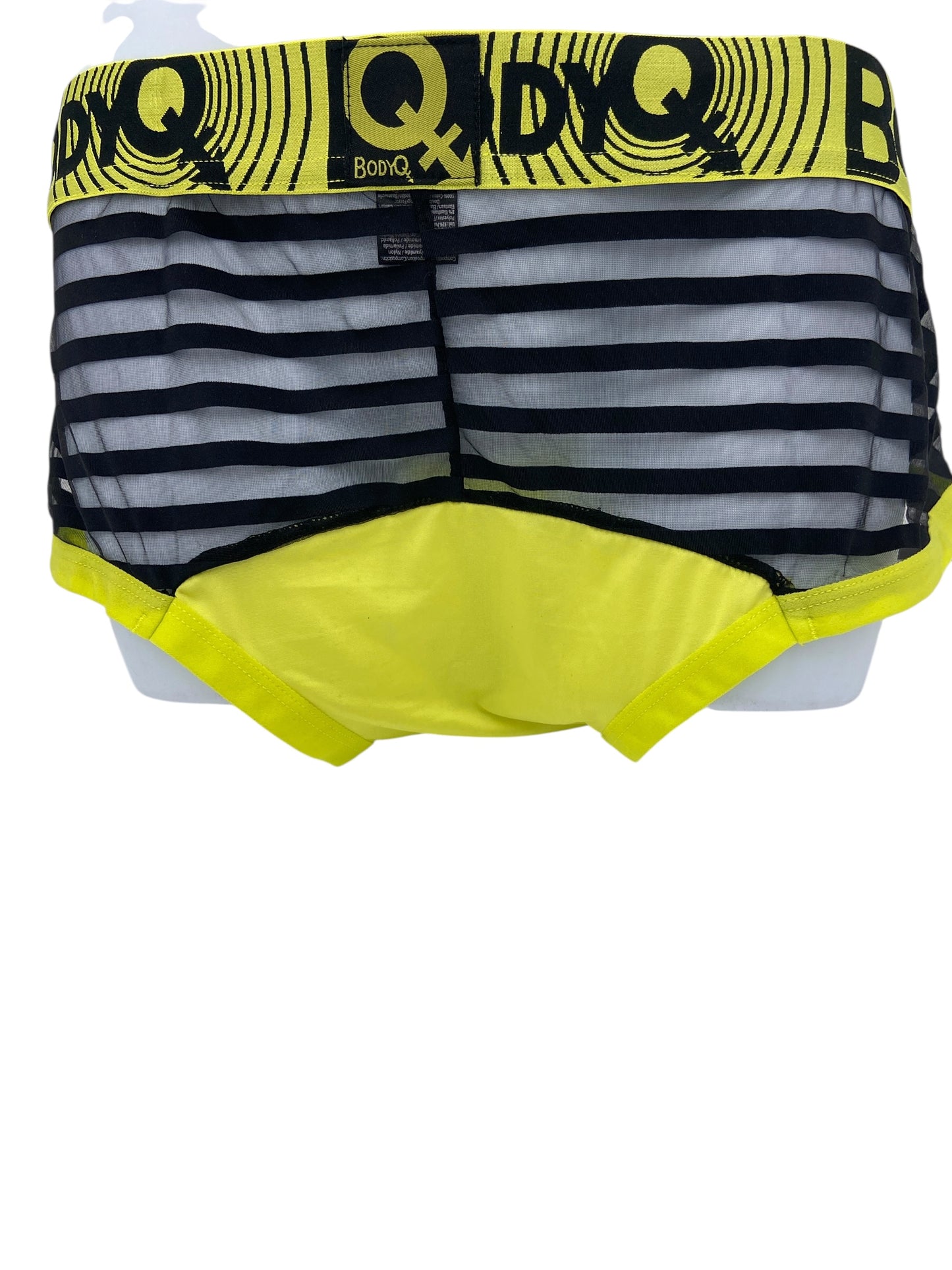 BodyQ Male Lingerie - Sexy Men’s Underwear Boxer – Yellow with Net Black - S/M/L/XL