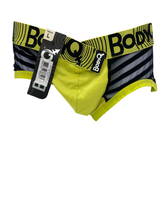 BodyQ Male Lingerie - Sexy Men’s Underwear Boxer – Yellow with Net Black - S/M/L/XL