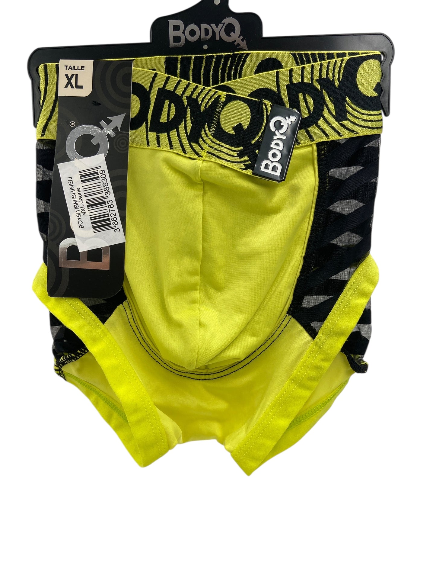 BodyQ Male Lingerie - Sexy Men’s Underwear Boxer – Yellow with Net Black - S/M/L/XL