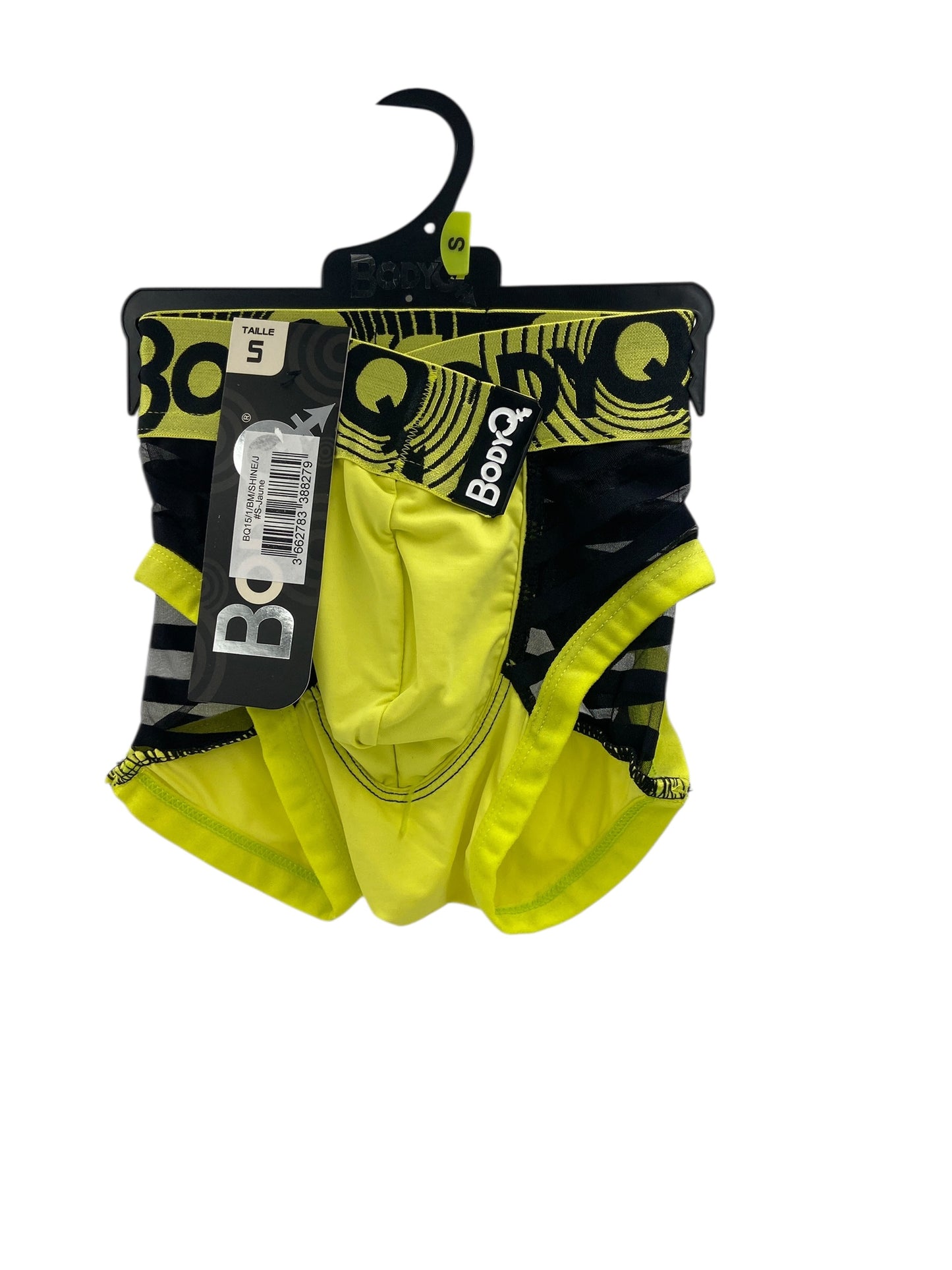BodyQ Male Lingerie - Sexy Men’s Underwear Boxer – Yellow with Net Black - S/M/L/XL