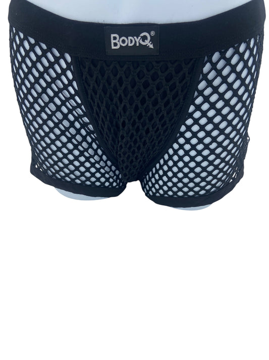 BodyQ Male Lingerie - Sexy Men’s Underwear Boxer – Black Fish Net- S/ M / L