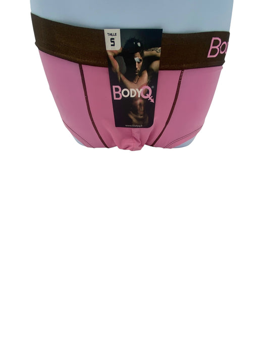 BodyQ Male Lingerie - Sexy Men’s Underwear Boxer – Pink Brown Band - XS / S / M