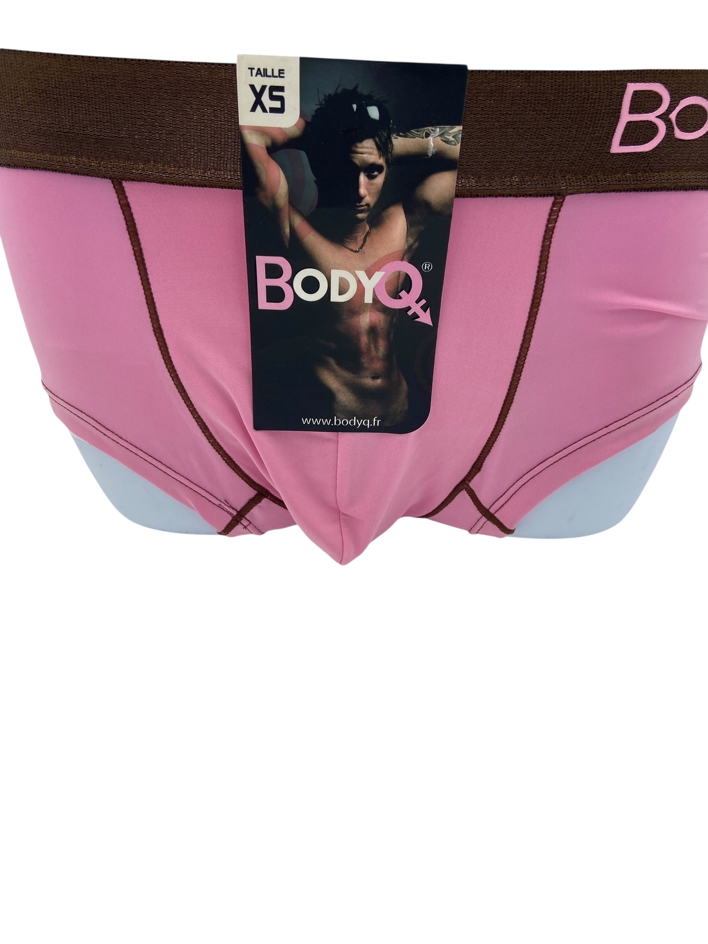 BodyQ Male Lingerie - Sexy Men’s Underwear Boxer – Pink Brown Band - XS / S / M