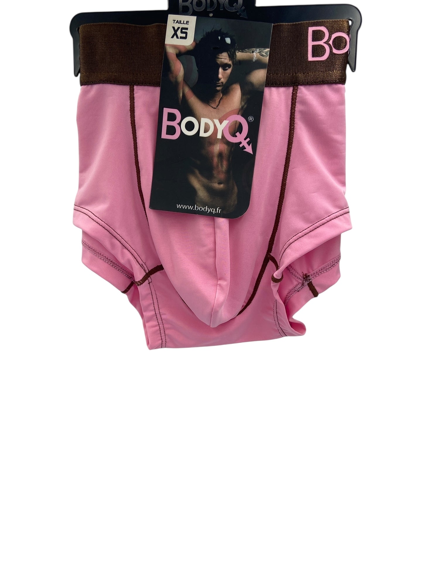 BodyQ Male Lingerie - Sexy Men’s Underwear Boxer – Pink Brown Band - XS / S / M