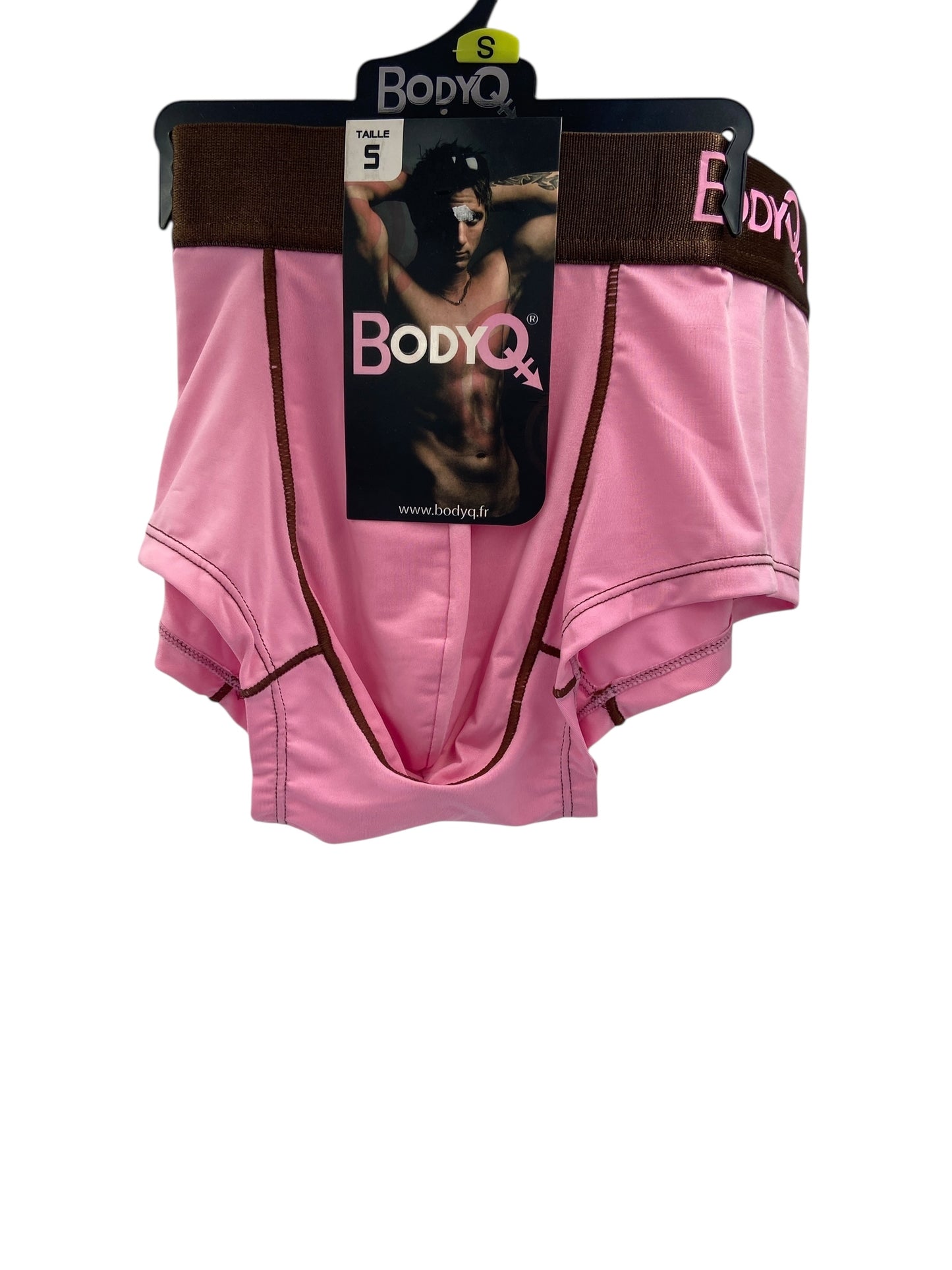 BodyQ Male Lingerie - Sexy Men’s Underwear Boxer – Pink Brown Band - XS / S / M