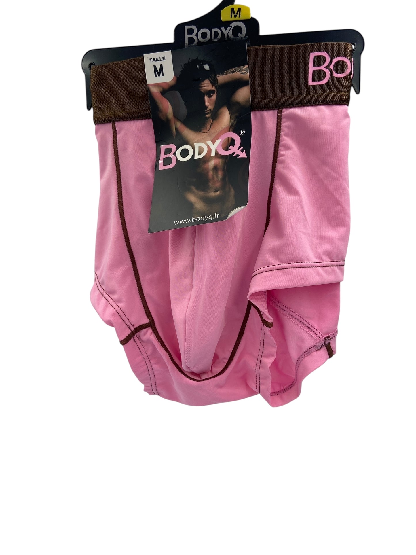BodyQ Male Lingerie - Sexy Men’s Underwear Boxer – Pink Brown Band - XS / S / M