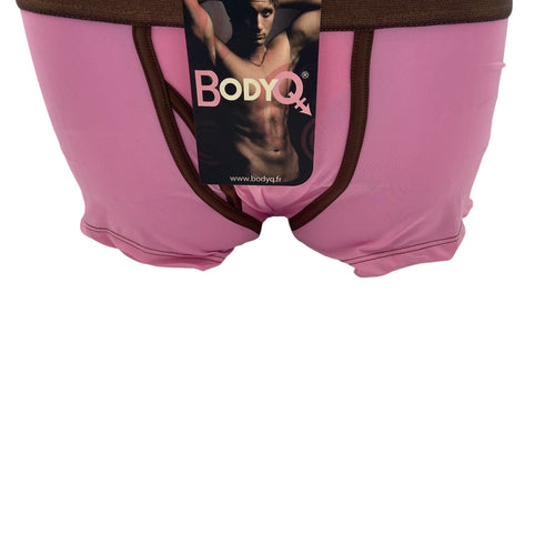 BodyQ Male Lingerie - Sexy Men’s Underwear Boxer – Pink Brown Band Open Access - S