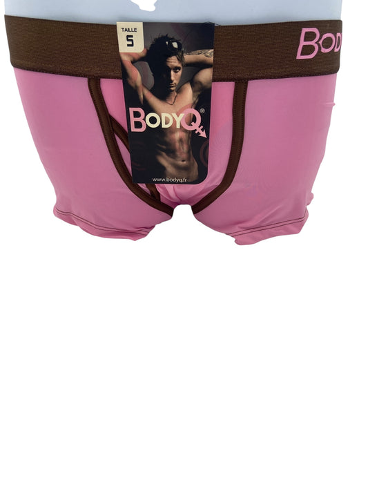 BodyQ Male Lingerie - Sexy Men’s Underwear Boxer – Pink Brown Band Open Access - S
