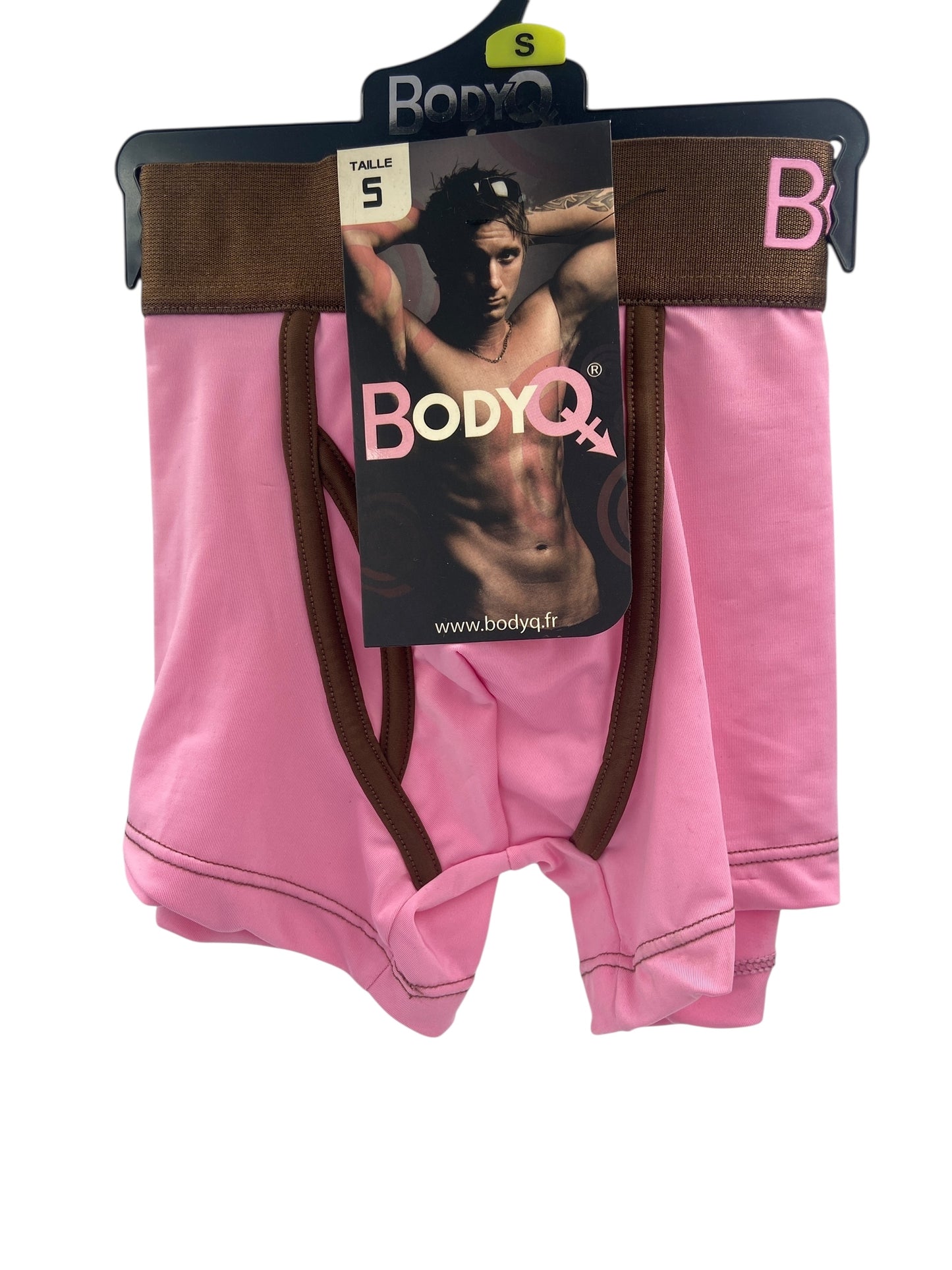 BodyQ Male Lingerie - Sexy Men’s Underwear Boxer – Pink Brown Band Open Access - S
