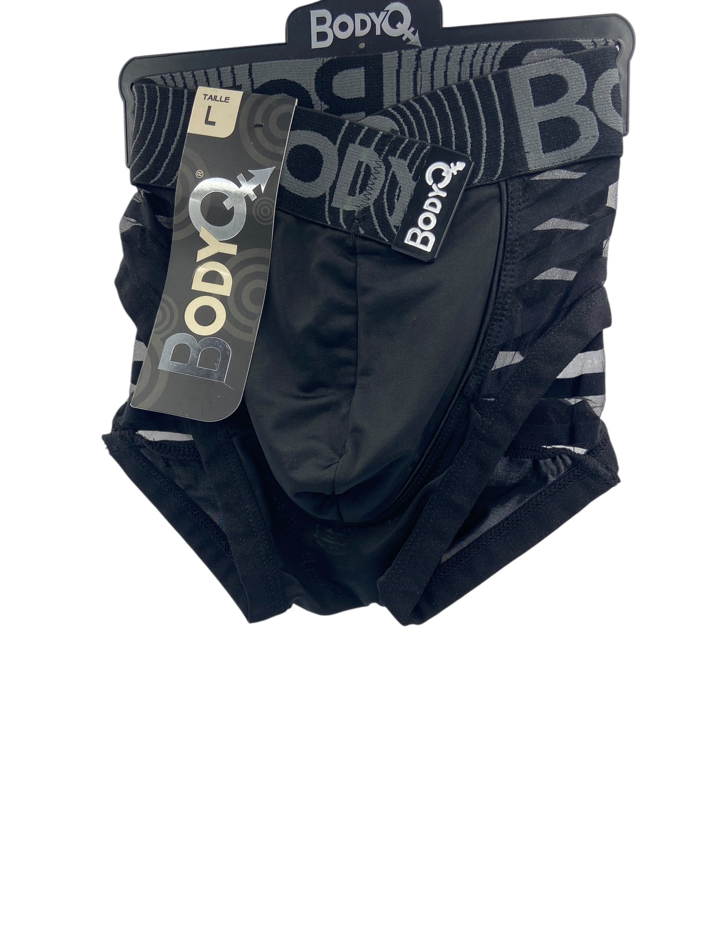 BodyQ Male Lingerie - Sexy Men’s Underwear Boxer – Black Grey Black Band - XS/ L