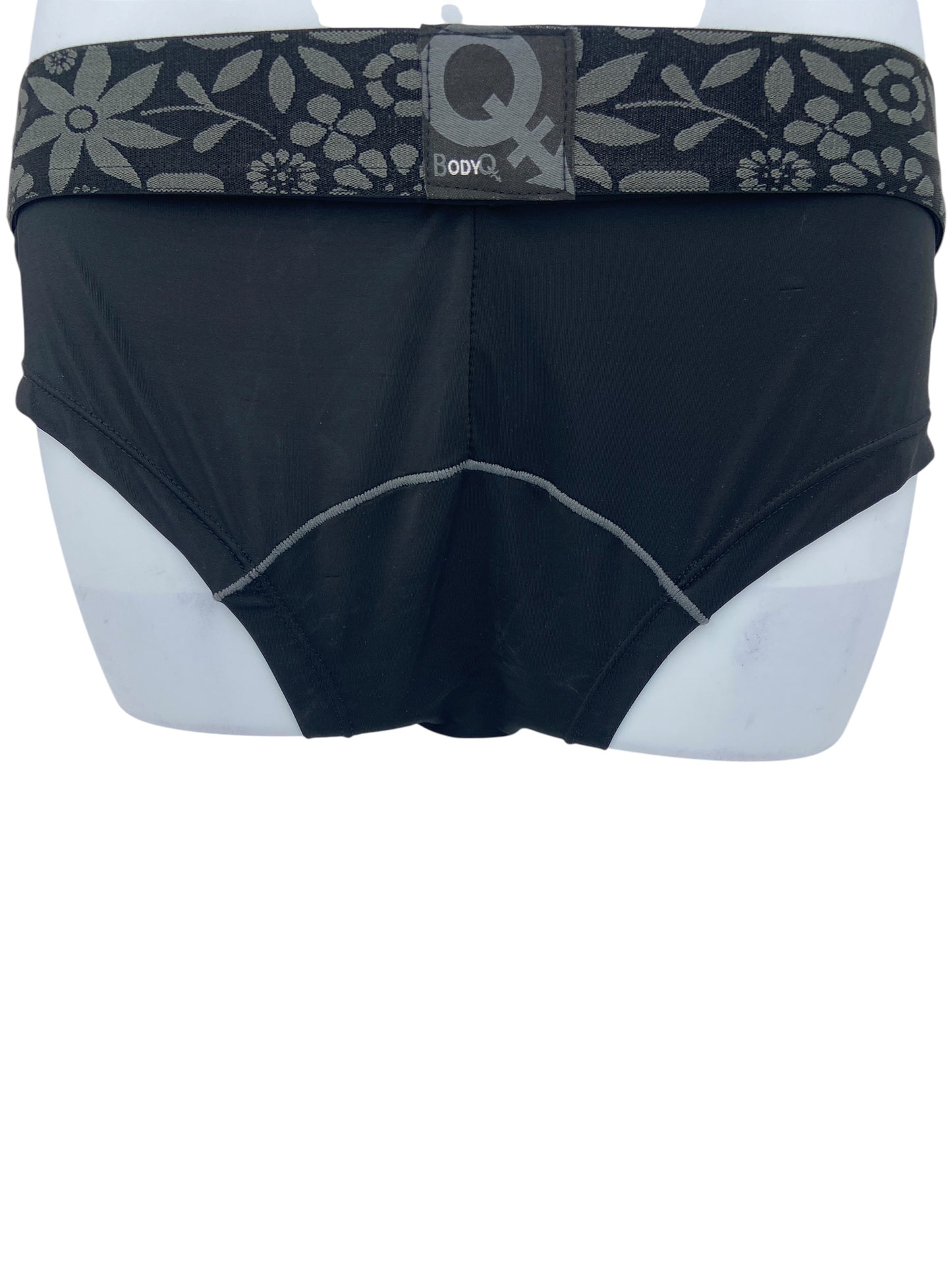 BodyQ Male Lingerie - Sexy Men’s Underwear Boxer – Black Grey Black Band - XS/ L