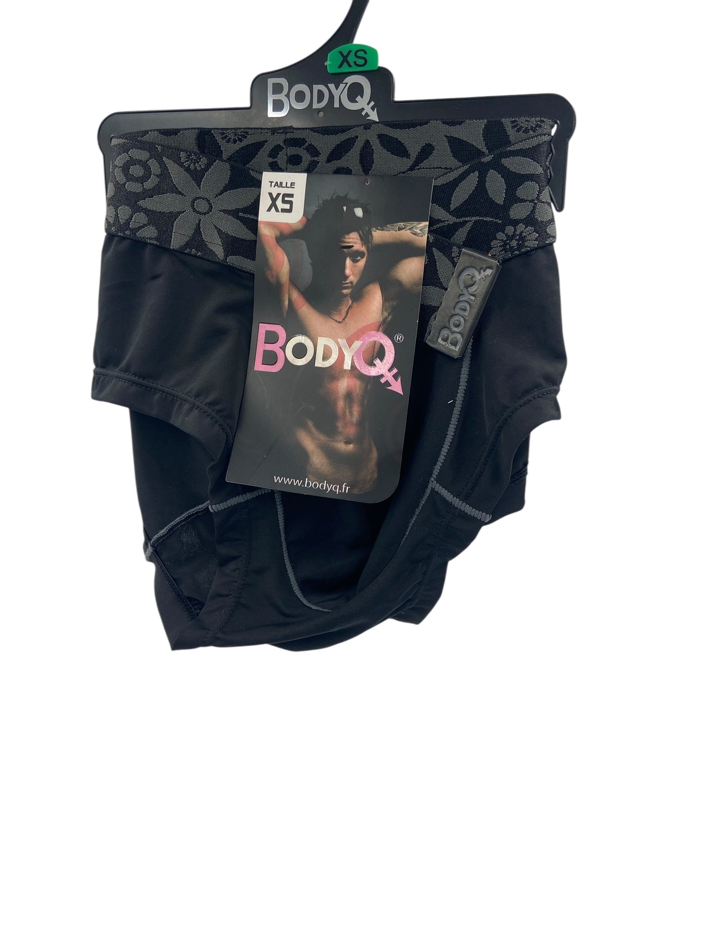 BodyQ Male Lingerie - Sexy Men’s Underwear Boxer – Black Grey Black Band - XS/ L