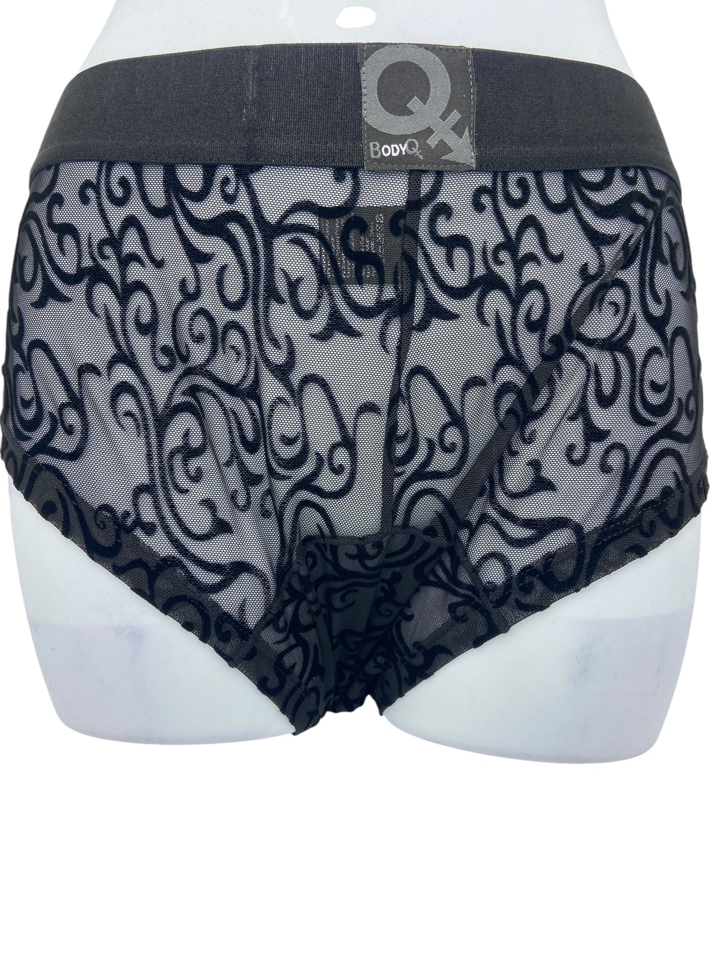 BodyQ Male Lingerie - Sexy Men’s Underwear Boxer – Black Relief- S - M