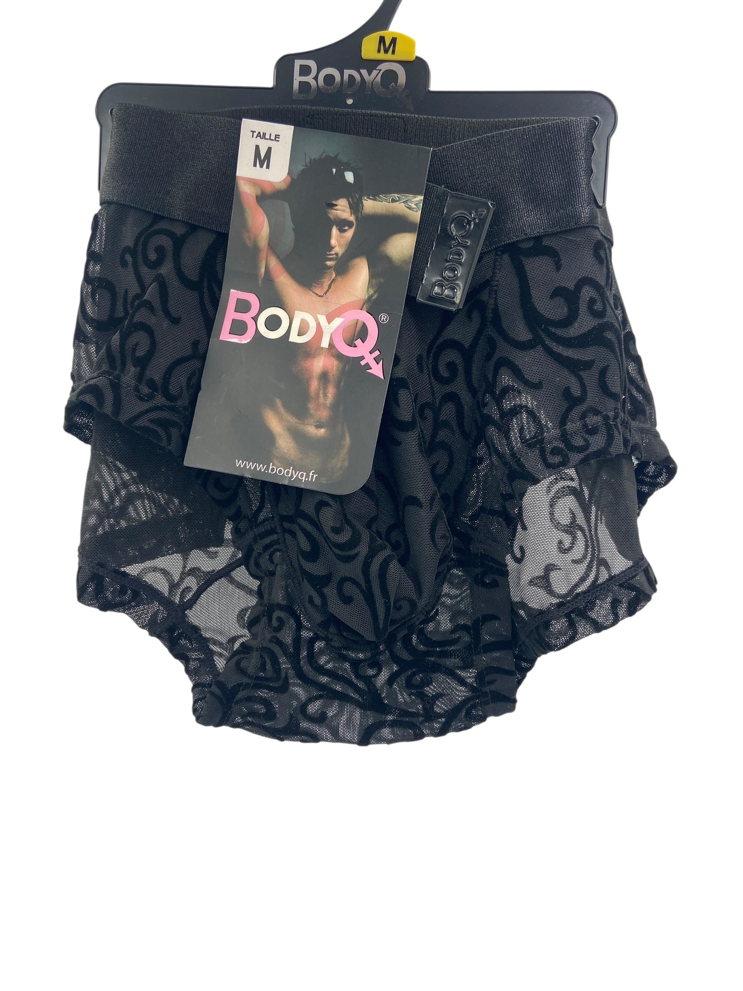 BodyQ Male Lingerie - Sexy Men’s Underwear Boxer – Black Relief- S - M