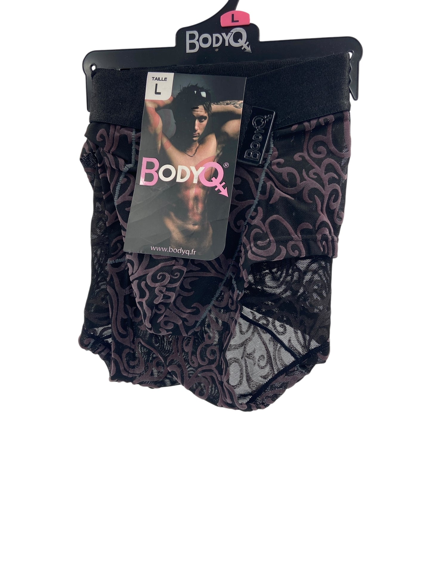 BodyQ Male Lingerie - Sexy Men’s Underwear Boxer – Black Brown Relief- S - M