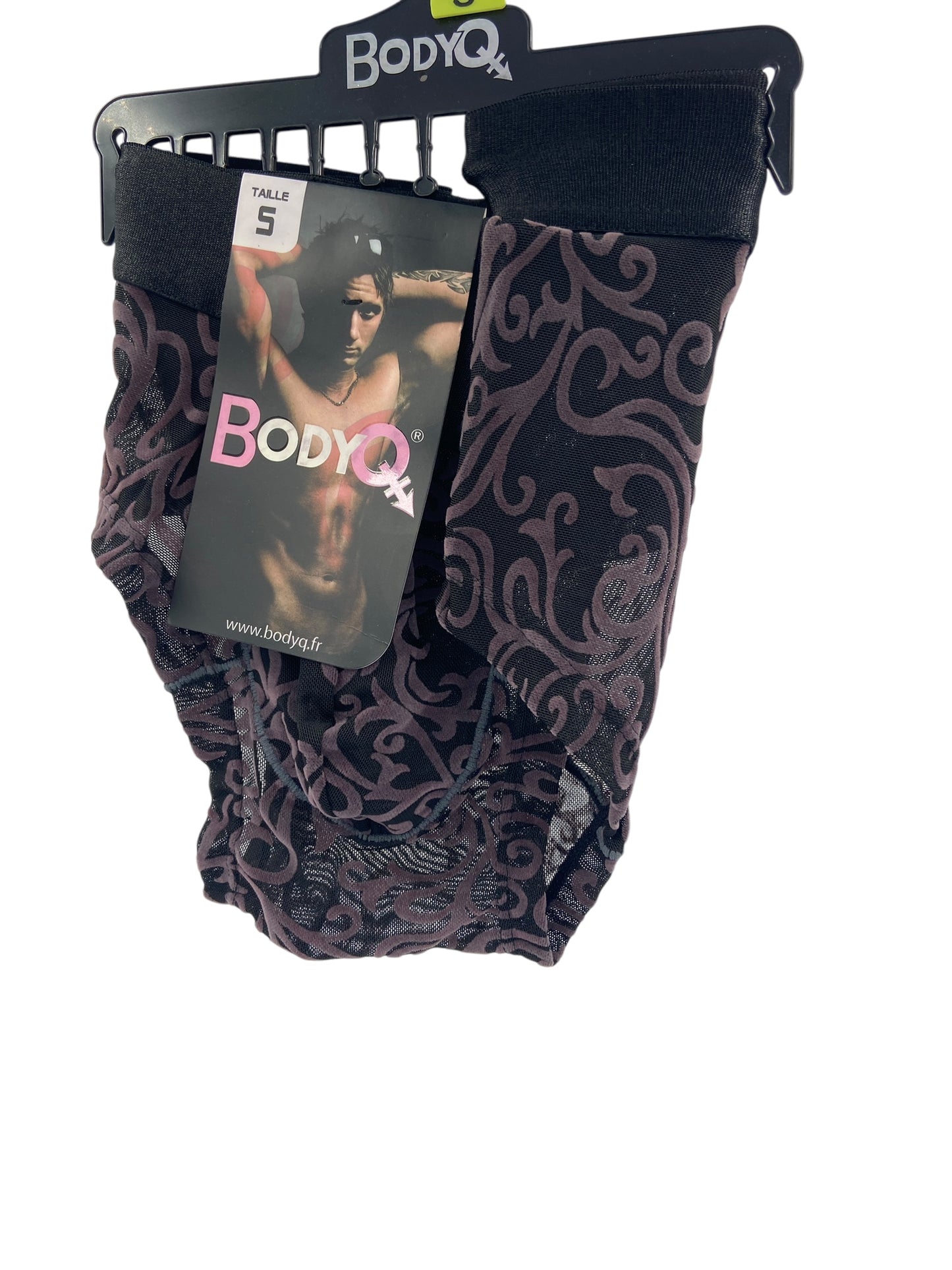BodyQ Male Lingerie - Sexy Men’s Underwear Boxer – Black Brown Relief- S - M