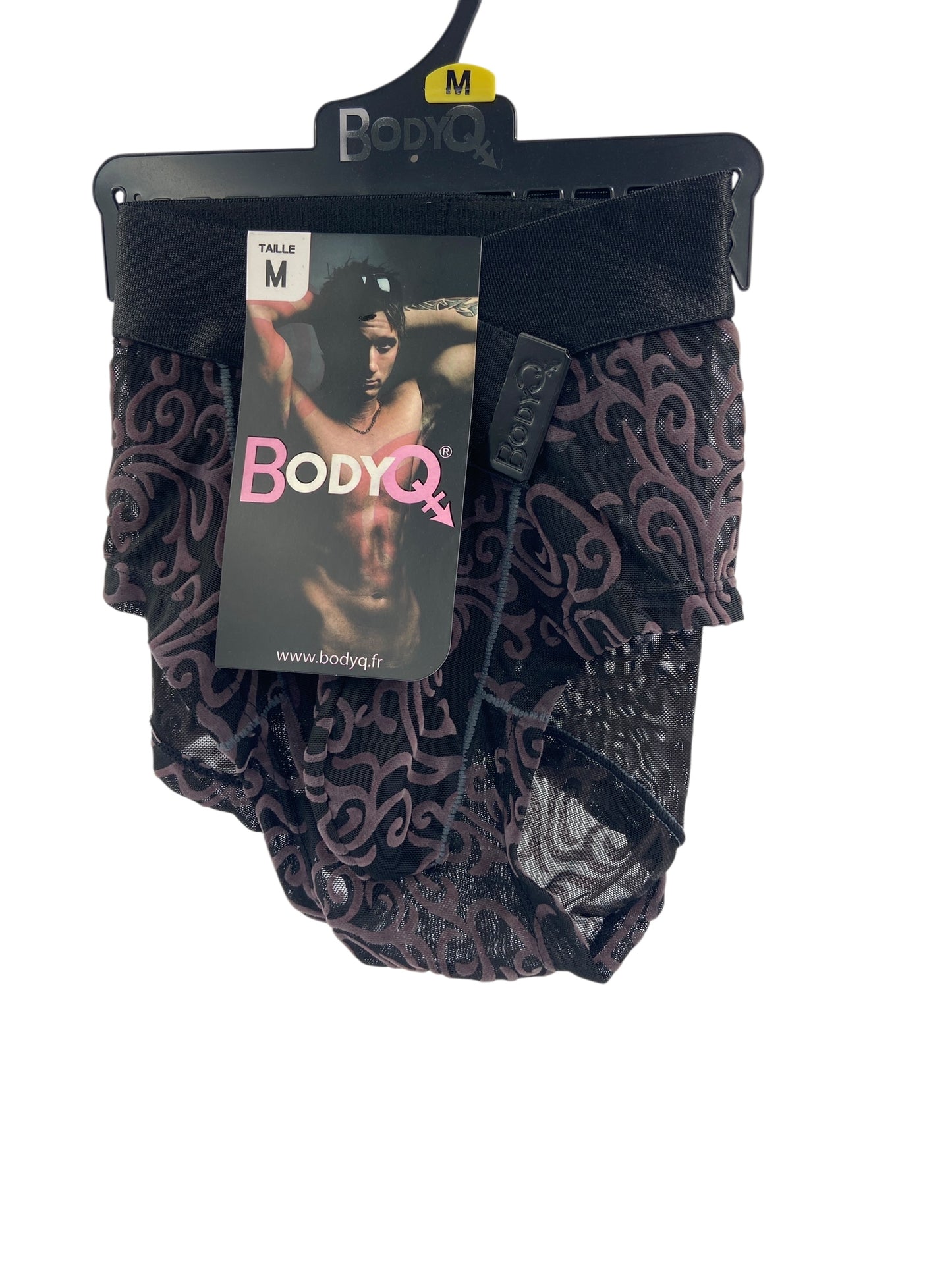 BodyQ Male Lingerie - Sexy Men’s Underwear Boxer – Black Brown Relief- S - M