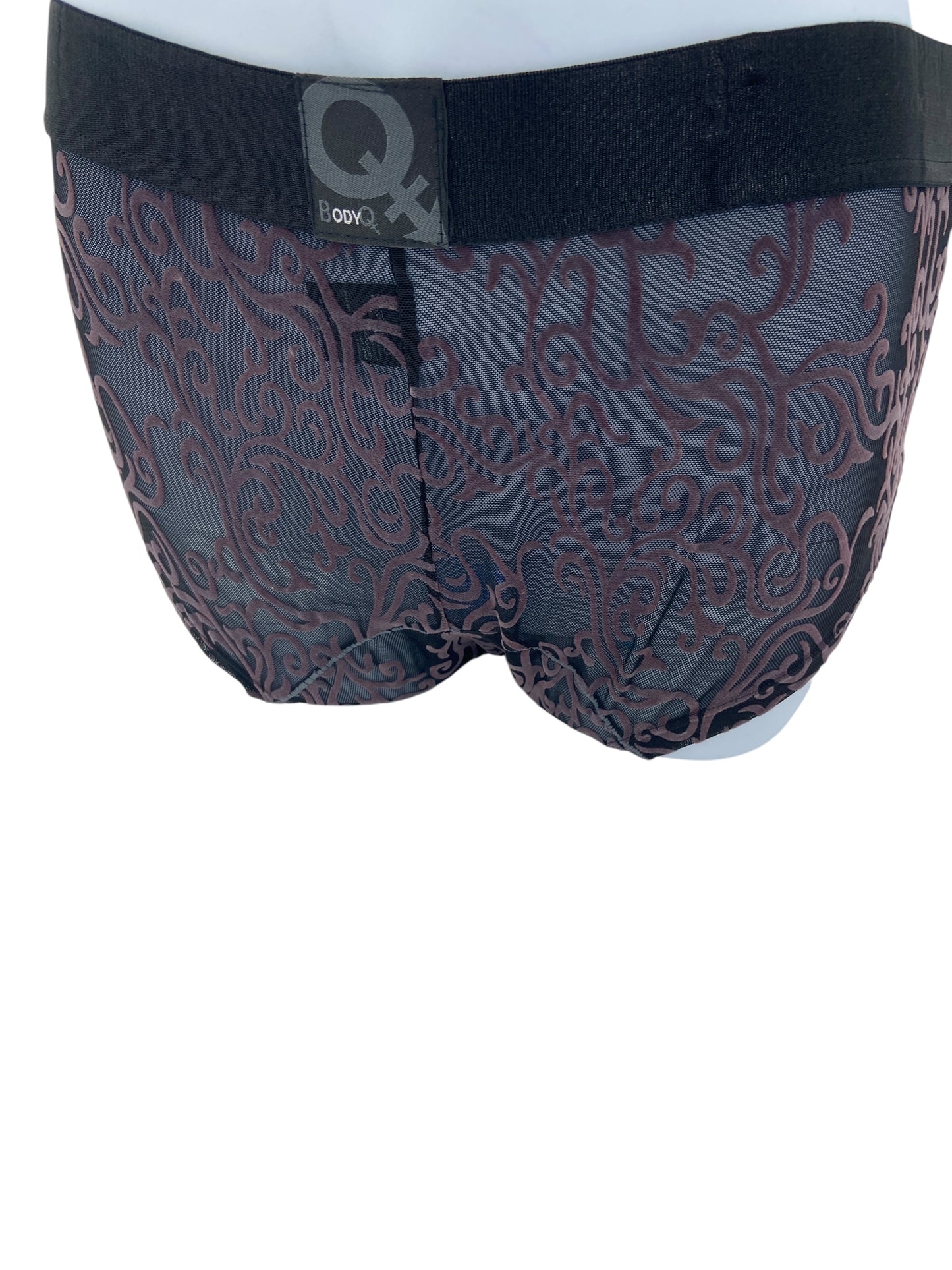 BodyQ Male Lingerie - Sexy Men’s Underwear Boxer – Black Brown Relief- S - M
