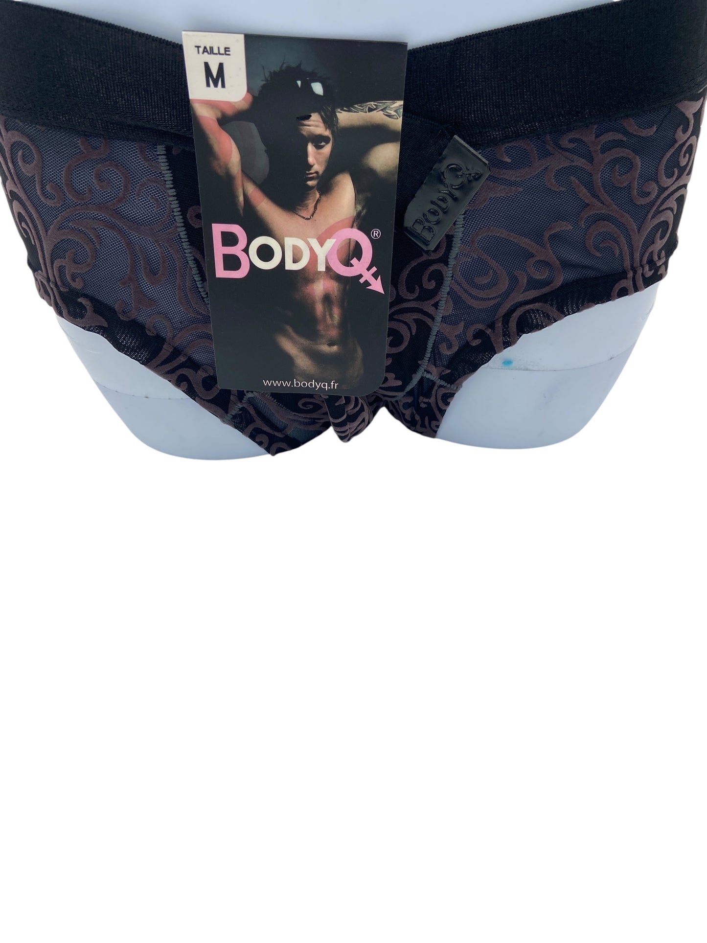 BodyQ Male Lingerie - Sexy Men’s Underwear Boxer – Black Brown Relief- S - M