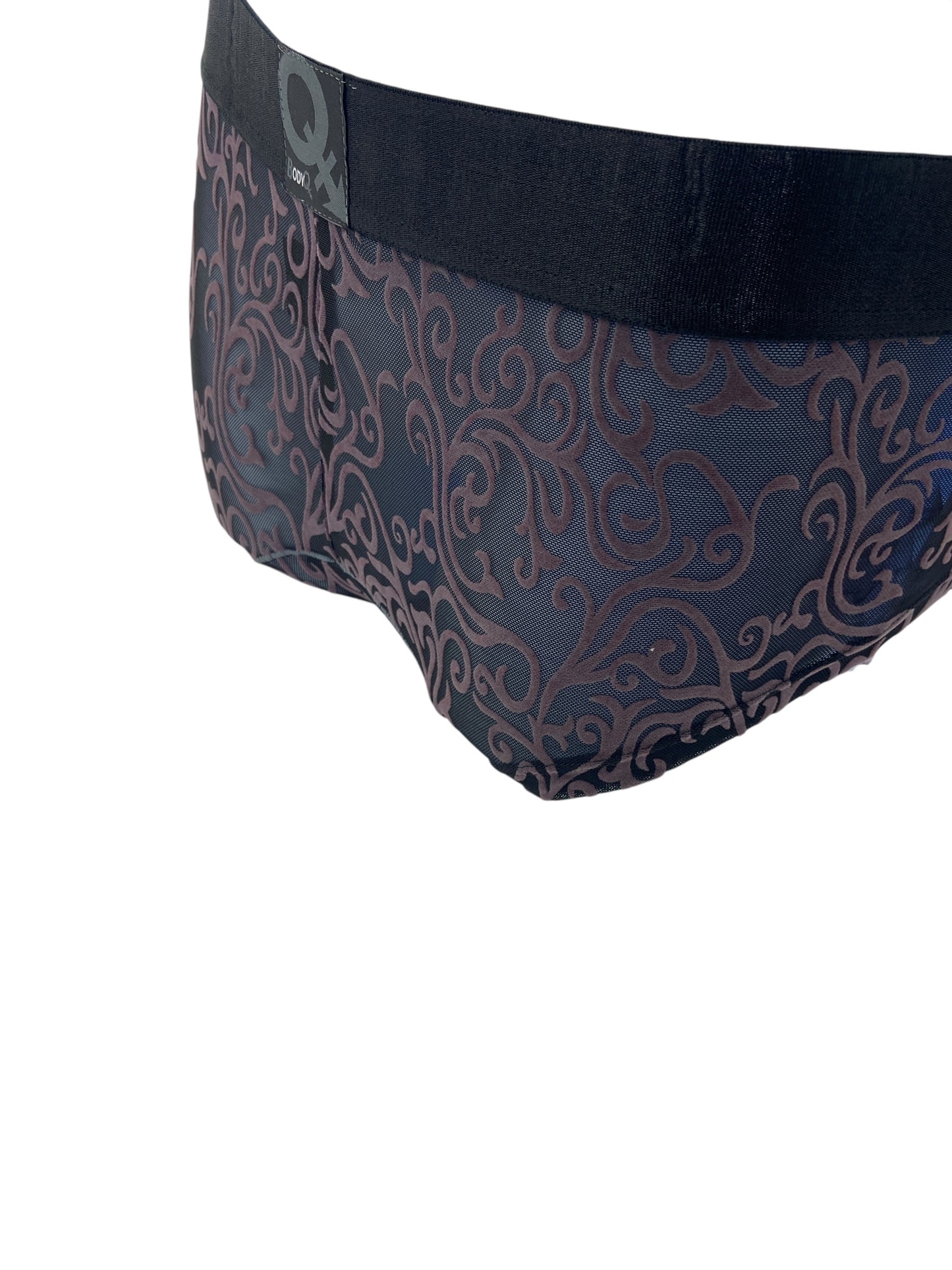 BodyQ Male Lingerie - Sexy Men’s Underwear Boxer – Black Brown Relief- S - M
