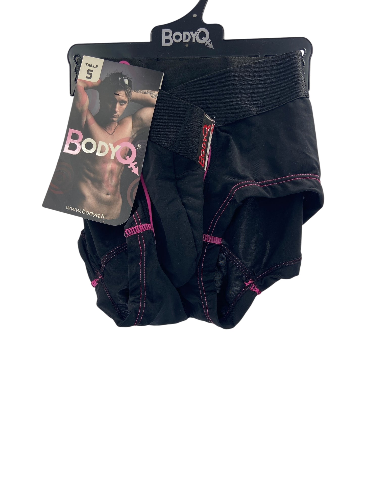 BodyQ Male Lingerie - Sexy Men’s Underwear Boxer – Black Dark Pink Thin Line - S - M