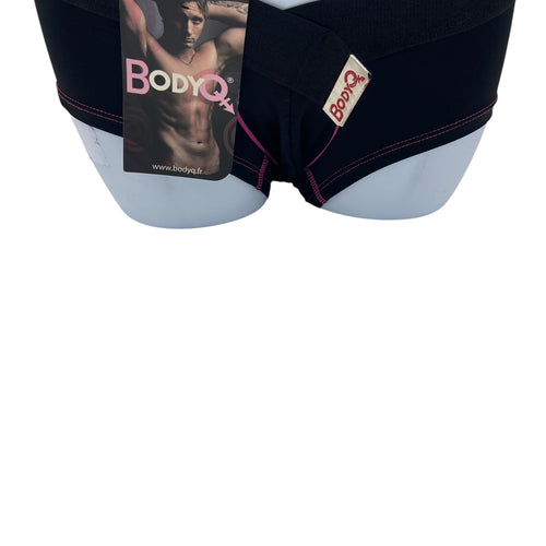 BodyQ Male Lingerie - Sexy Men’s Underwear Boxer – Black Dark Pink Thin Line - S - M