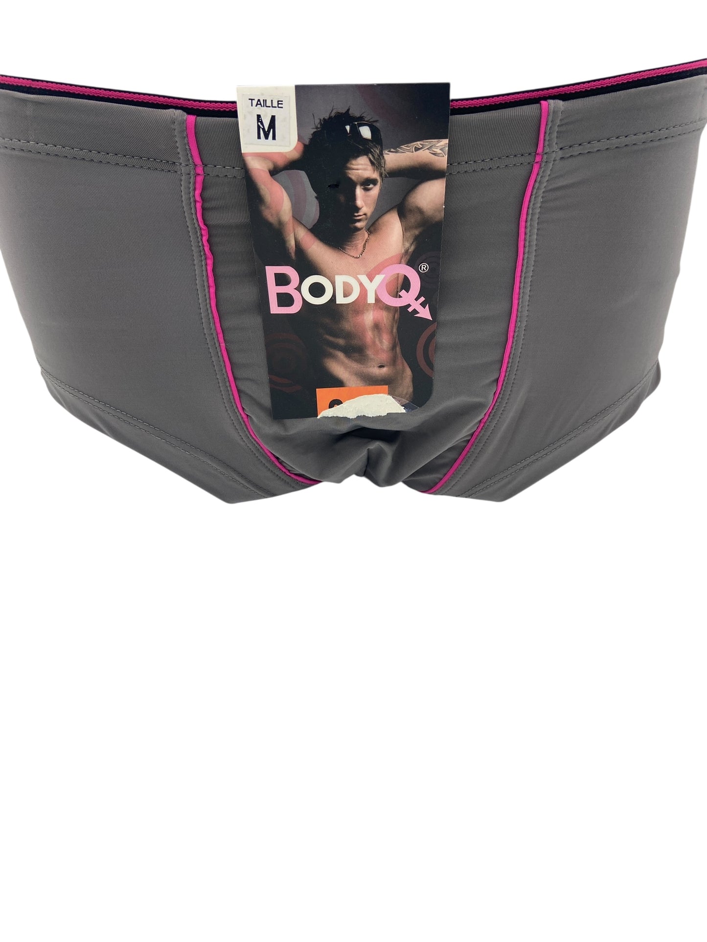 BodyQ Male Lingerie - Sexy Men’s Underwear Boxer –  Light Grey Pink Line - S - M - L - XL