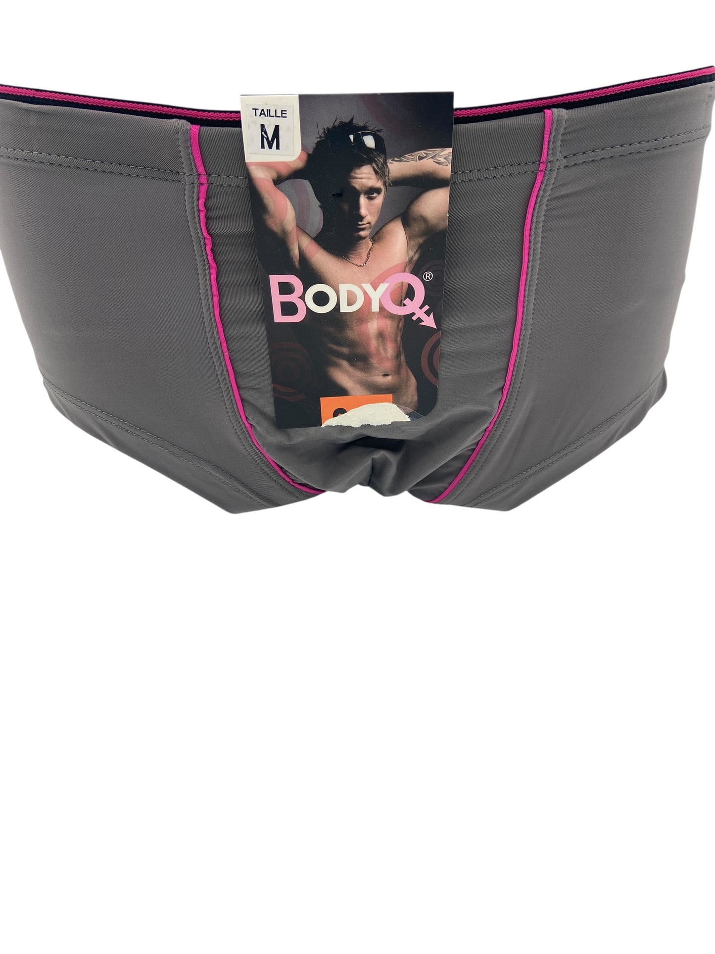 BodyQ Male Lingerie - Sexy Men’s Underwear Boxer –  Light Grey Pink Line - S - M - L - XL