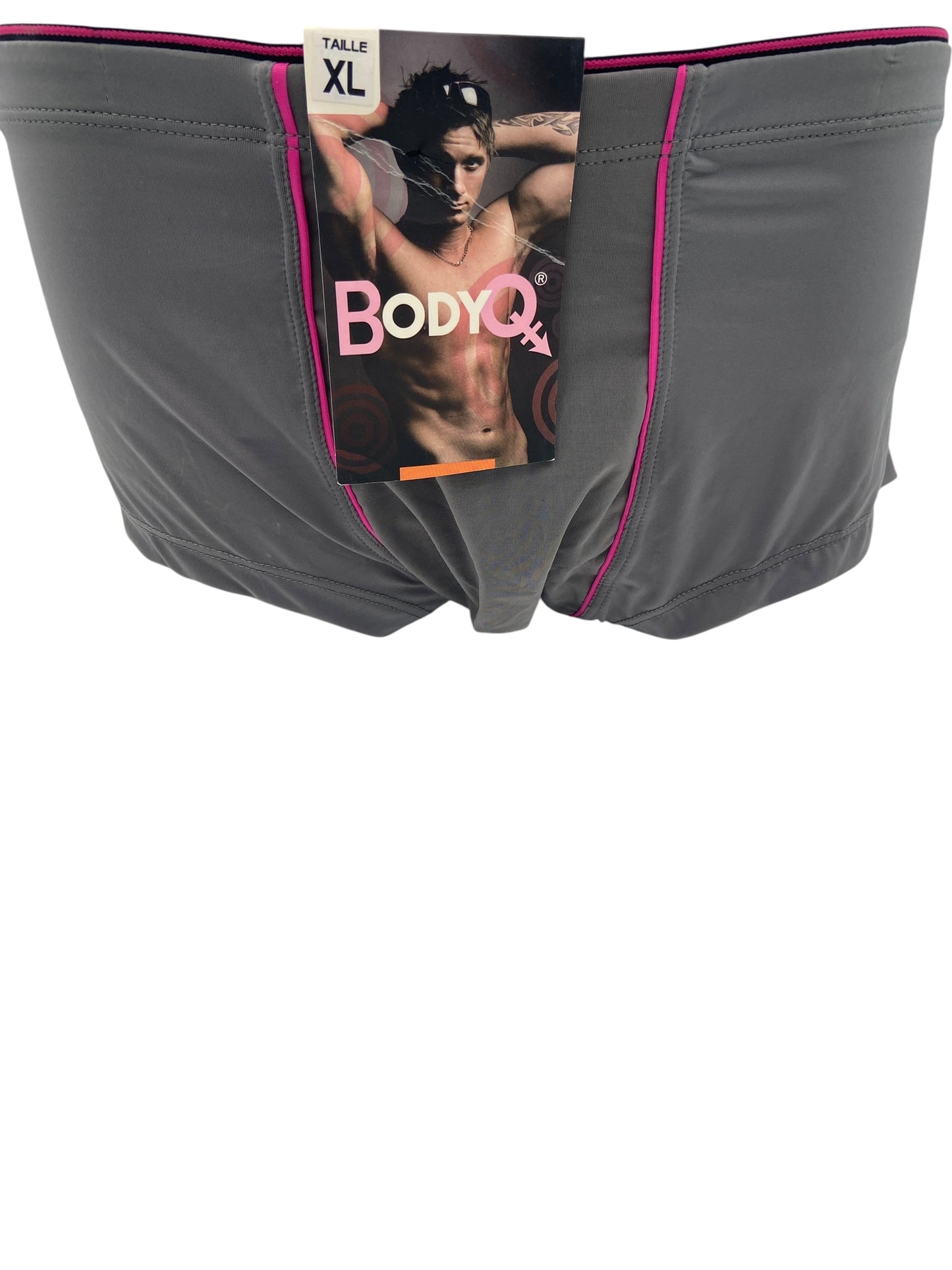 BodyQ Male Lingerie - Sexy Men’s Underwear Boxer –  Light Grey Pink Line - S - M - L - XL
