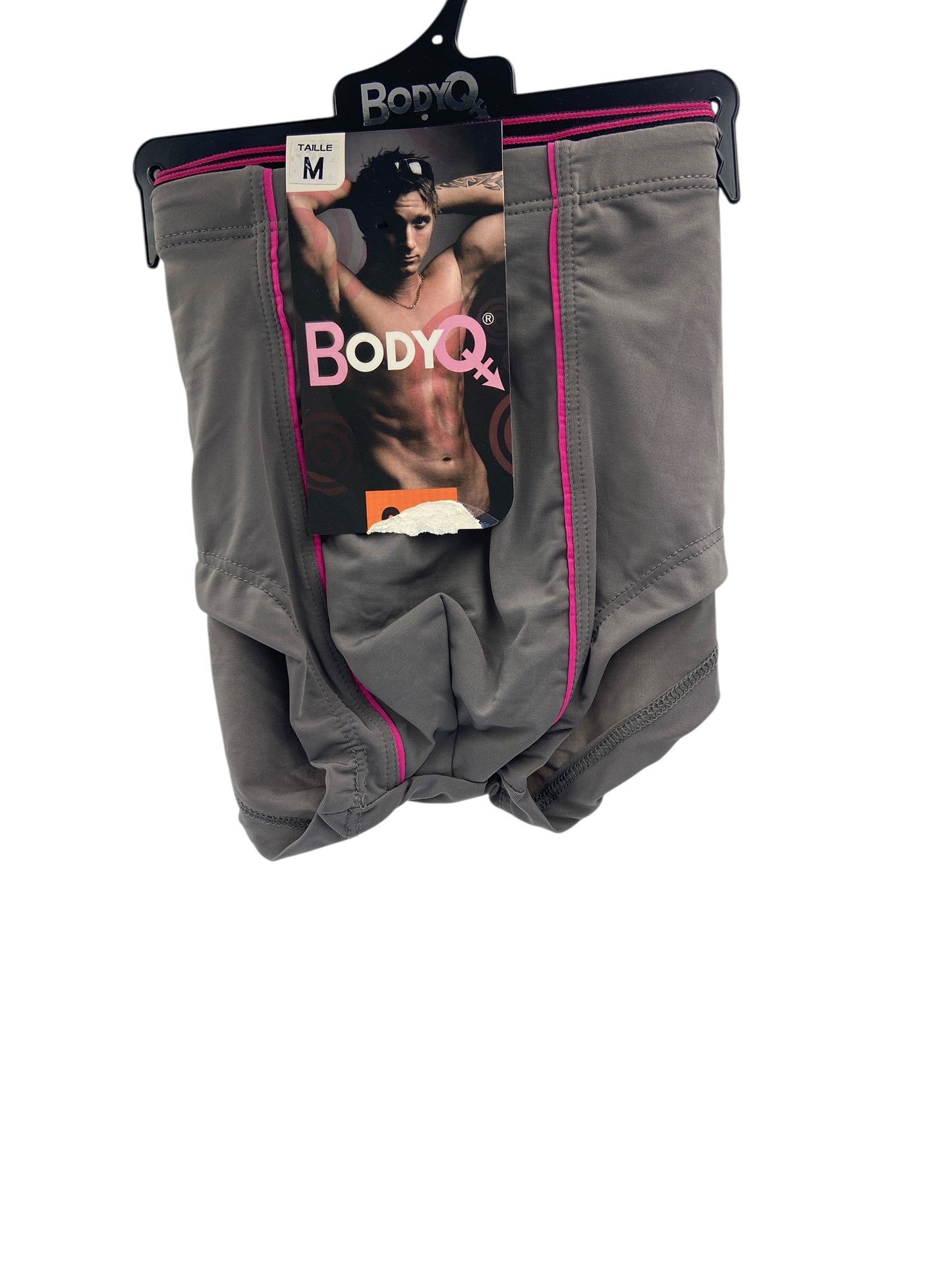 BodyQ Male Lingerie - Sexy Men’s Underwear Boxer –  Light Grey Pink Line - S - M - L - XL