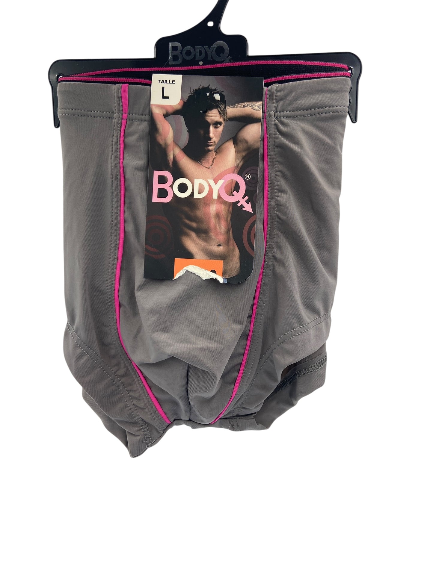 BodyQ Male Lingerie - Sexy Men’s Underwear Boxer –  Light Grey Pink Line - S - M - L - XL