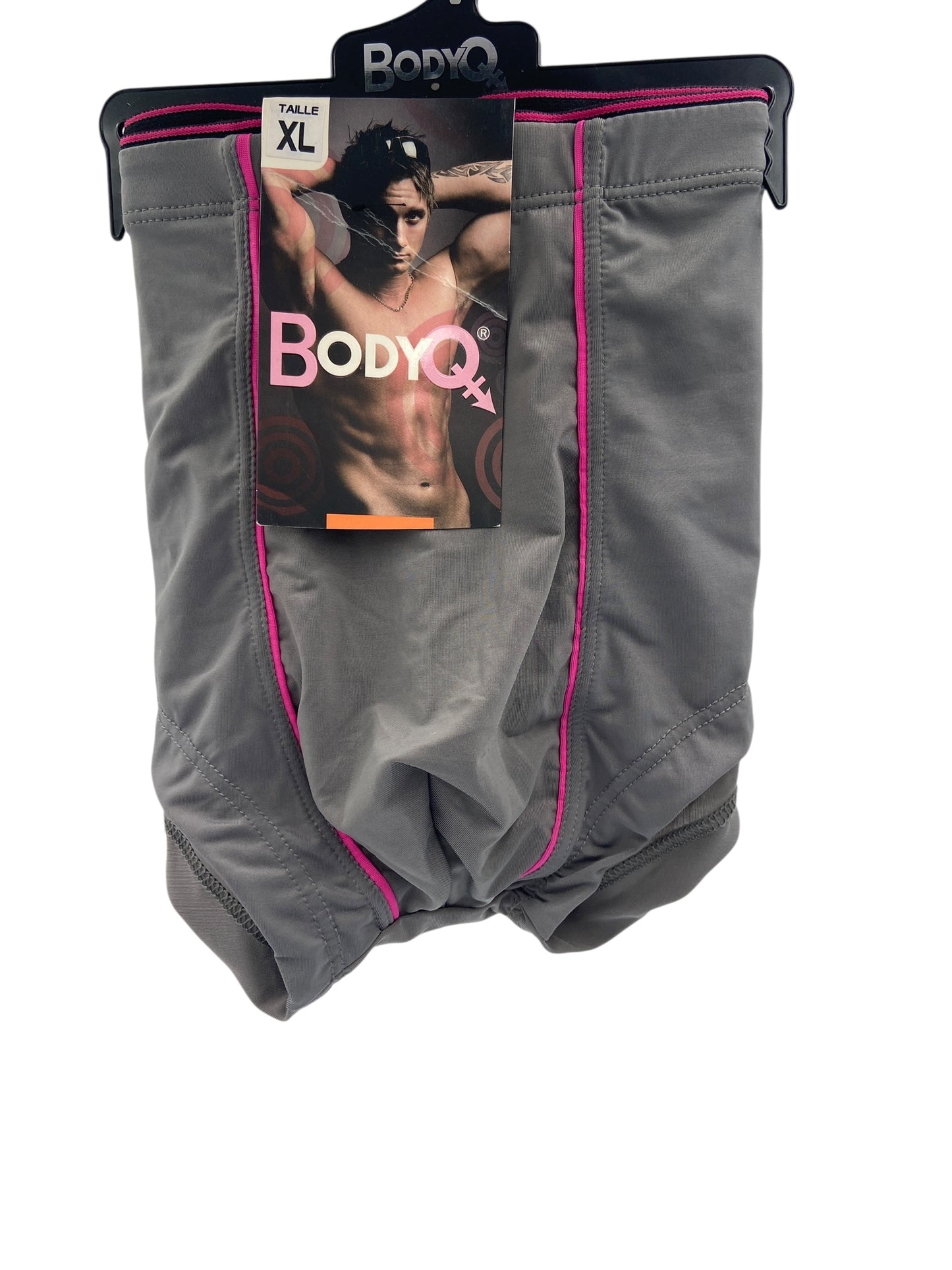 BodyQ Male Lingerie - Sexy Men’s Underwear Boxer –  Light Grey Pink Line - S - M - L - XL
