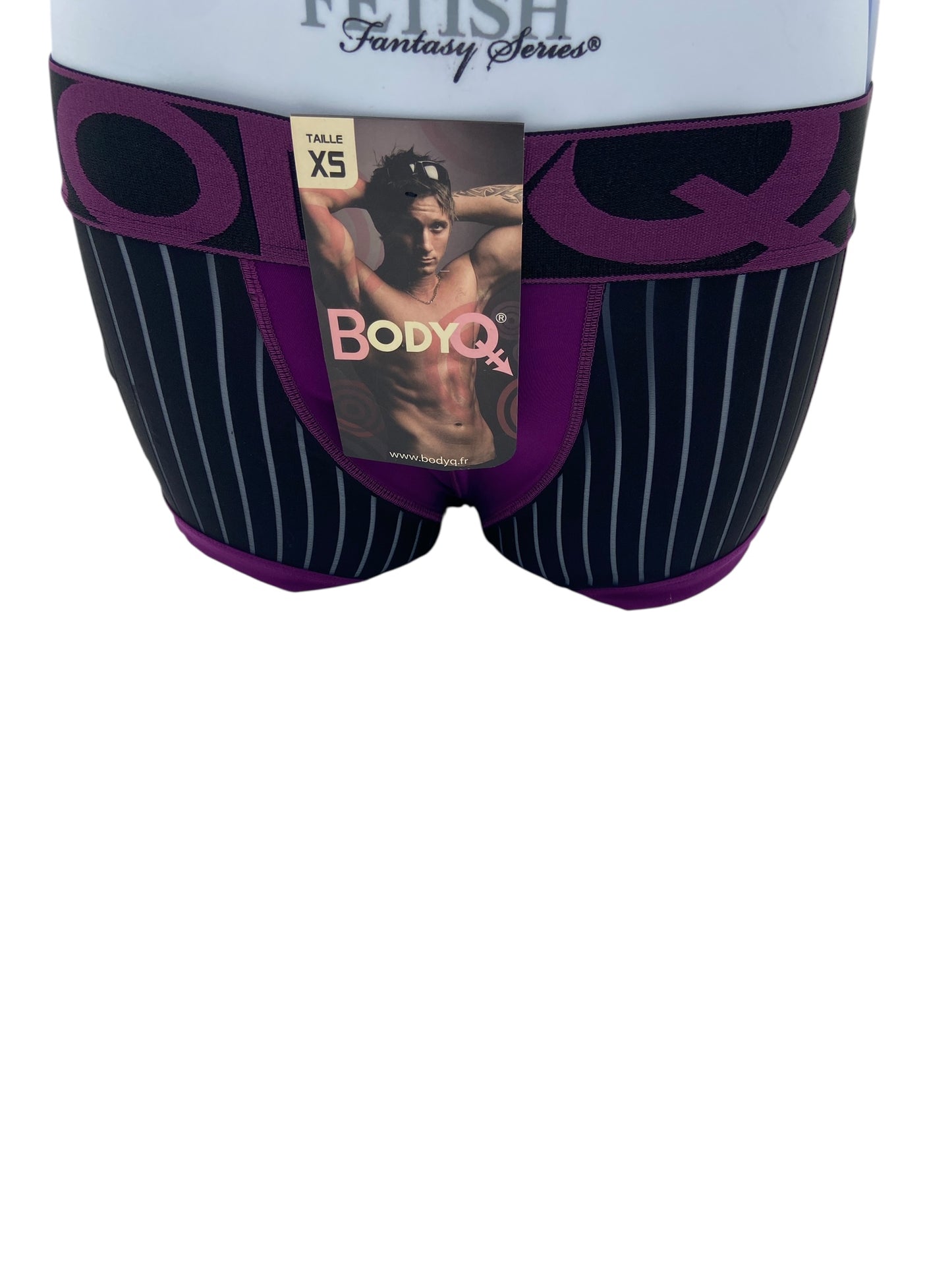 BodyQ Male Lingerie - Sexy Men’s Underwear Boxer – Purple Black Net - XS / S