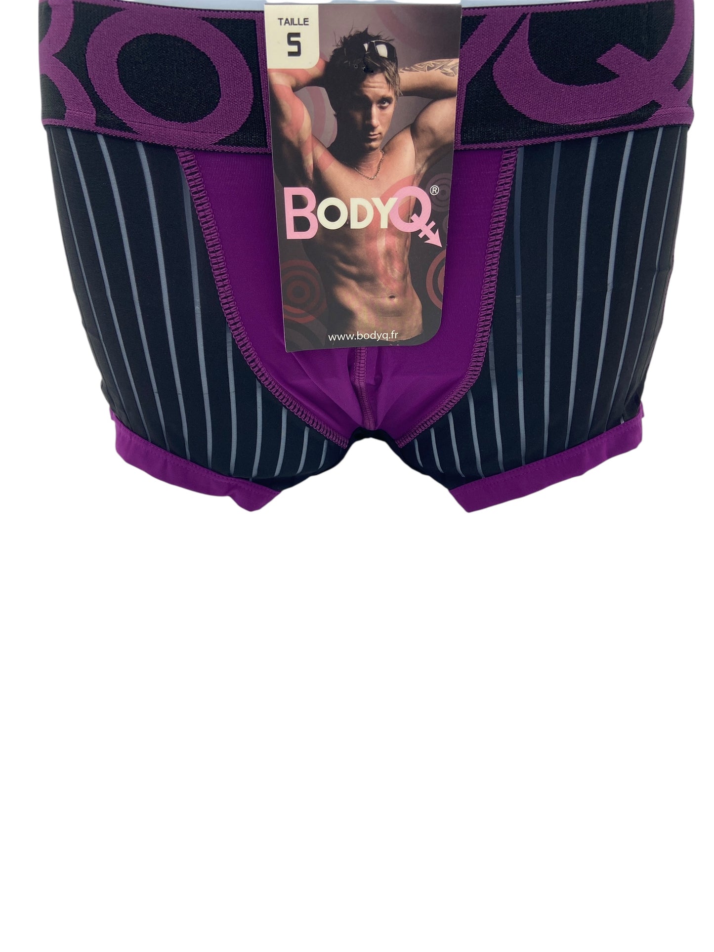 BodyQ Male Lingerie - Sexy Men’s Underwear Boxer – Purple Black Net - XS / S