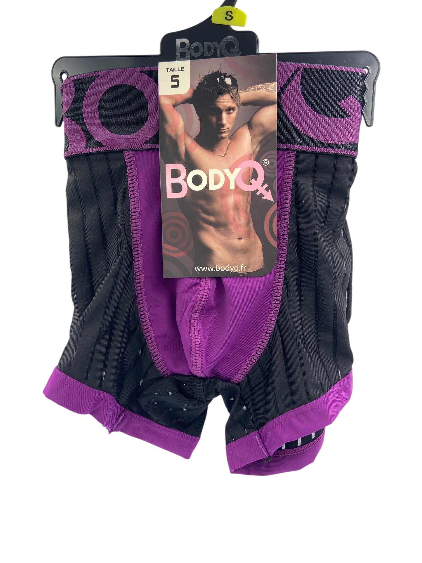 BodyQ Male Lingerie - Sexy Men’s Underwear Boxer – Purple Black Net - XS / S