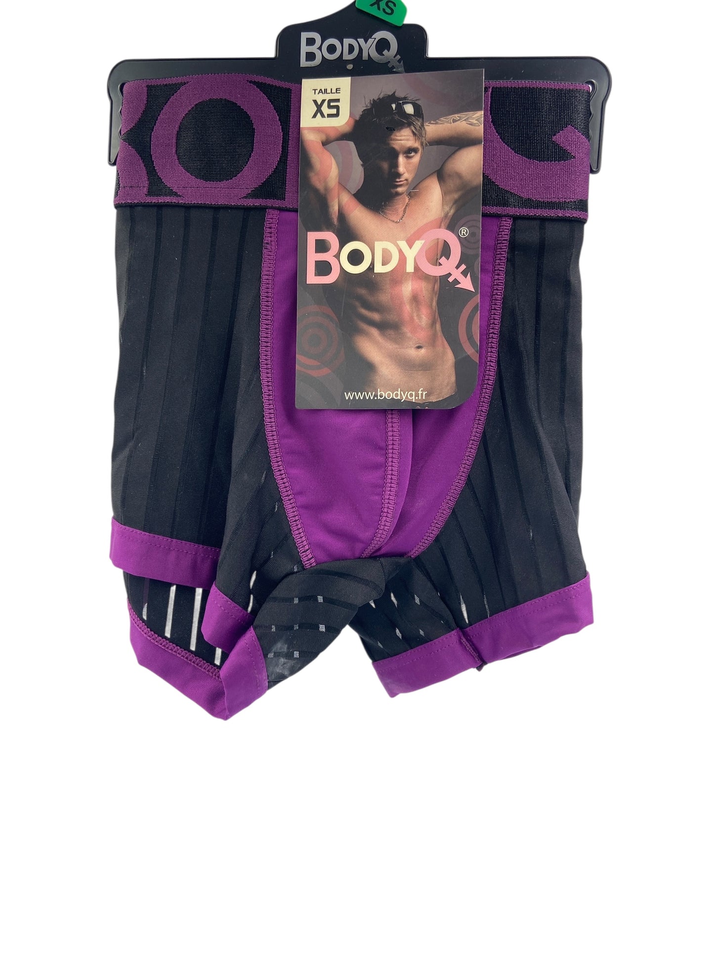 BodyQ Male Lingerie - Sexy Men’s Underwear Boxer – Purple Black Net - XS / S