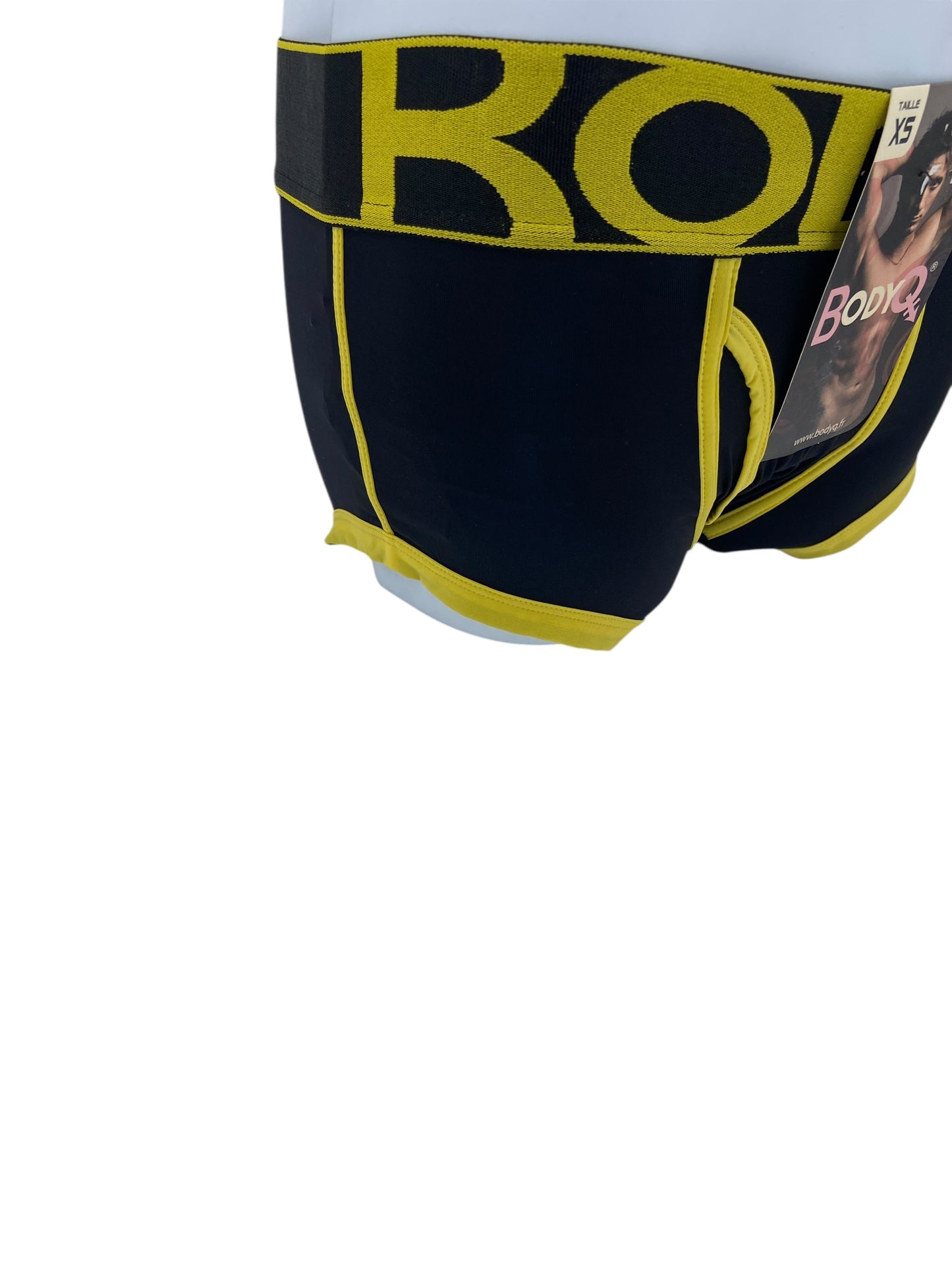 BodyQ Male Lingerie - Sexy Men’s Underwear Boxer – Black Yellow With Access  - S - L