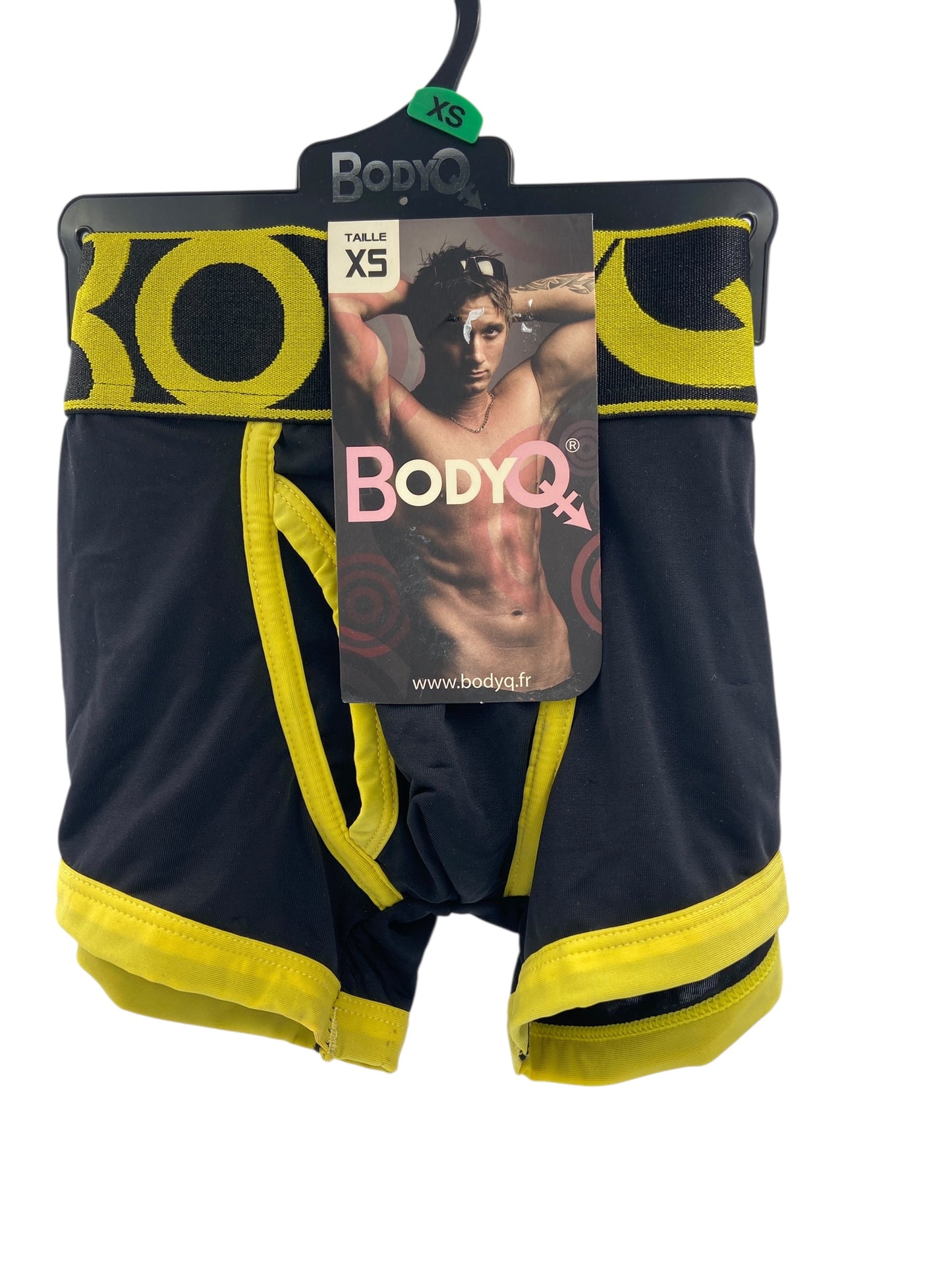 BodyQ Male Lingerie - Sexy Men’s Underwear Boxer – Black Yellow With Access  - S - L