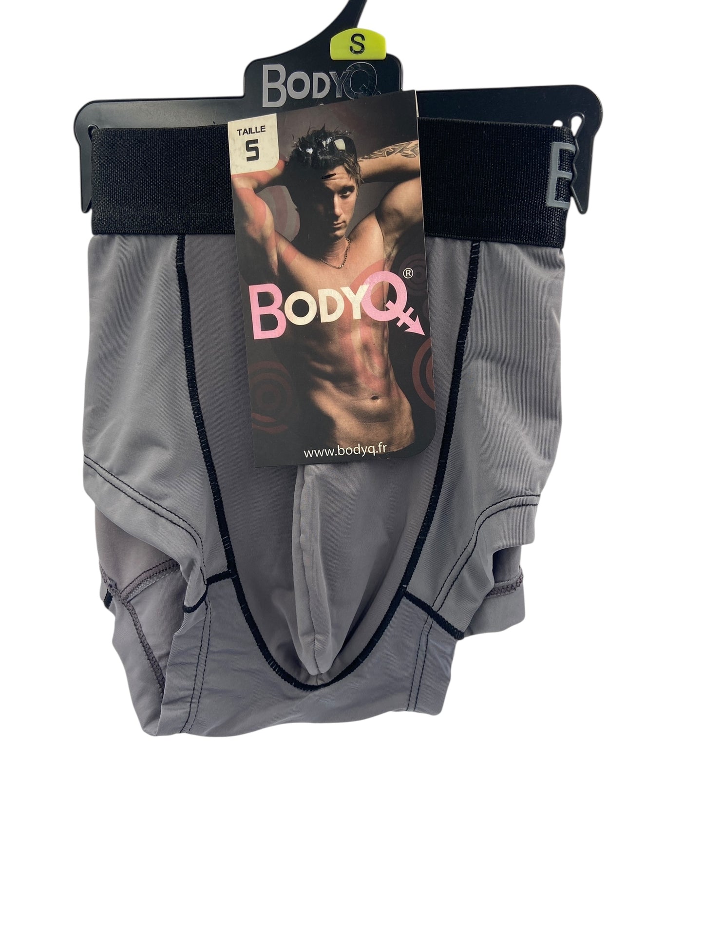 BodyQ Male Lingerie - Sexy Men’s Underwear Boxer – Light Grey Black Band- XS S M
